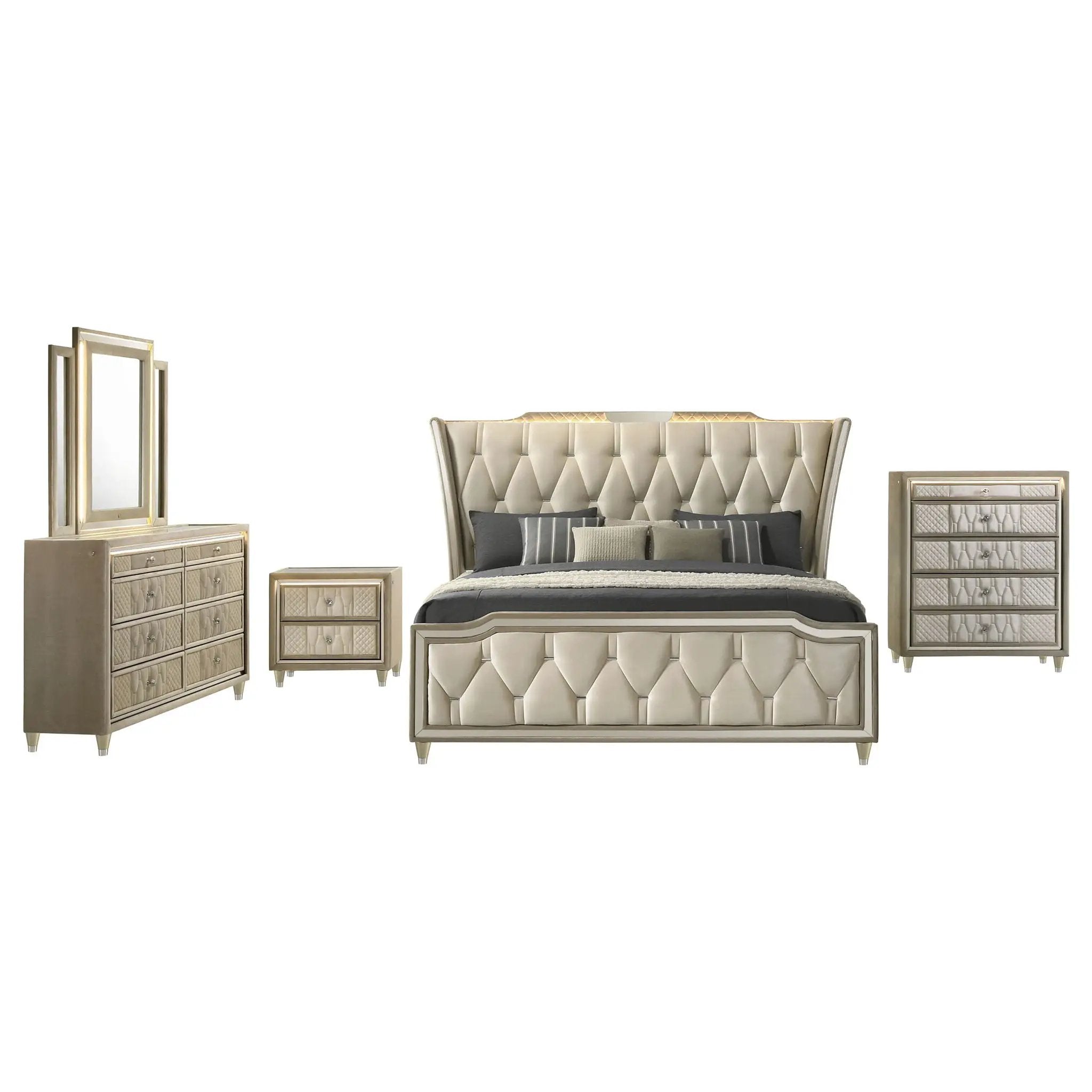 Lorient 5-piece California King Bedroom Set Ivory and Camel by Unique Piece Furniture