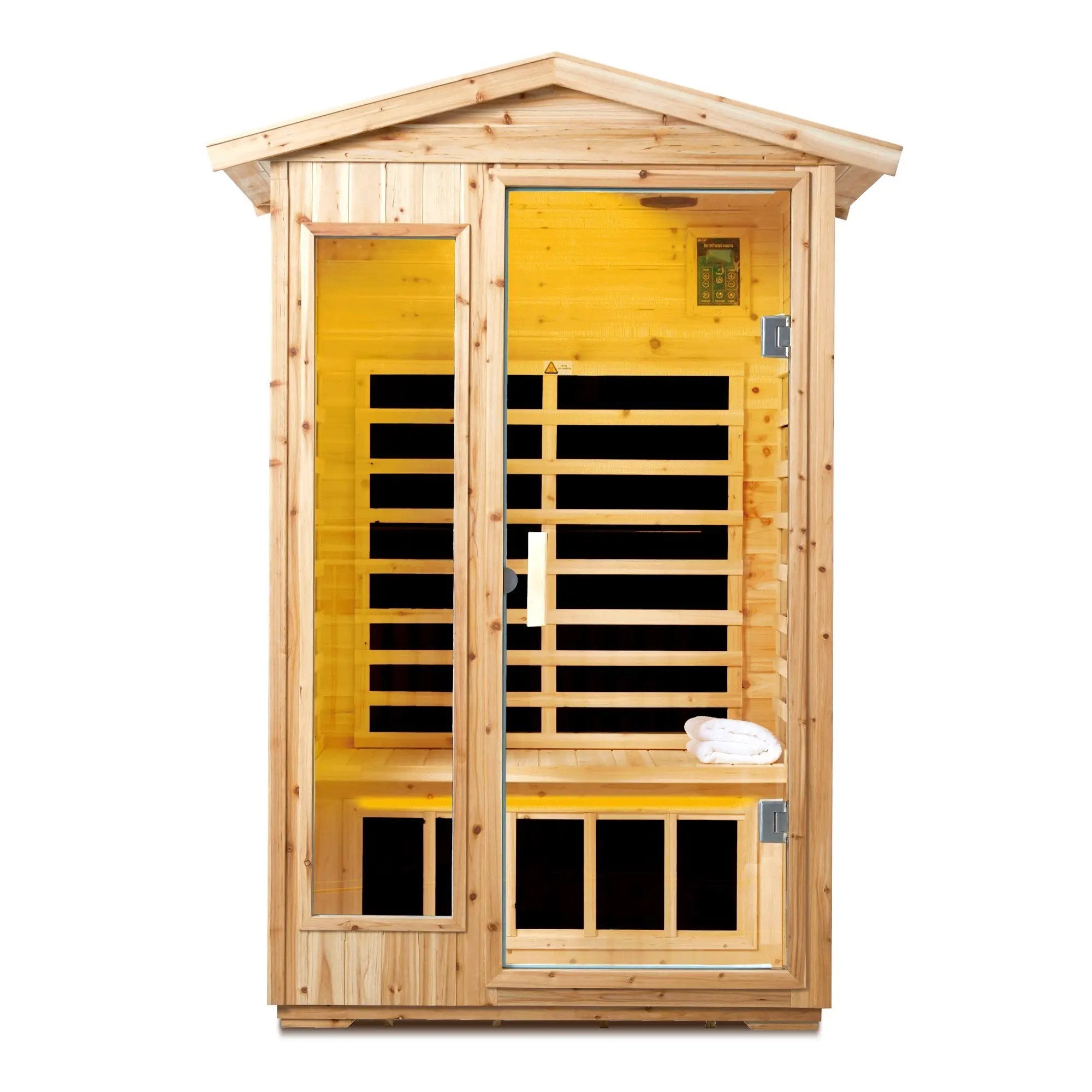 Two Person Far Infrared Old Fir Outdoor Sauna Room with Bluetooth and LED Lighting by HouseOfZazla