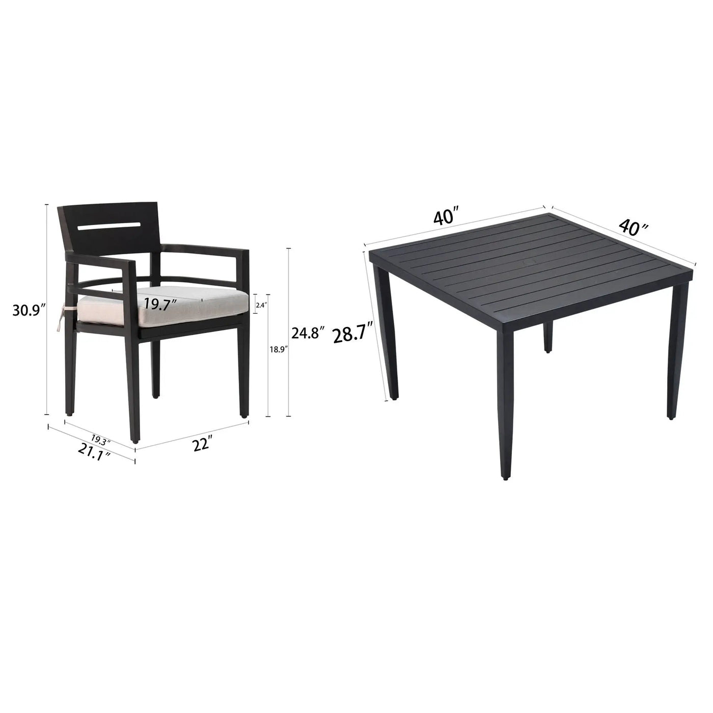 Outdoor Modern Dining Set, Chairs Sunbrella Cushioned And Dining Table With Umbrella Hole by Unique Piece Furniture