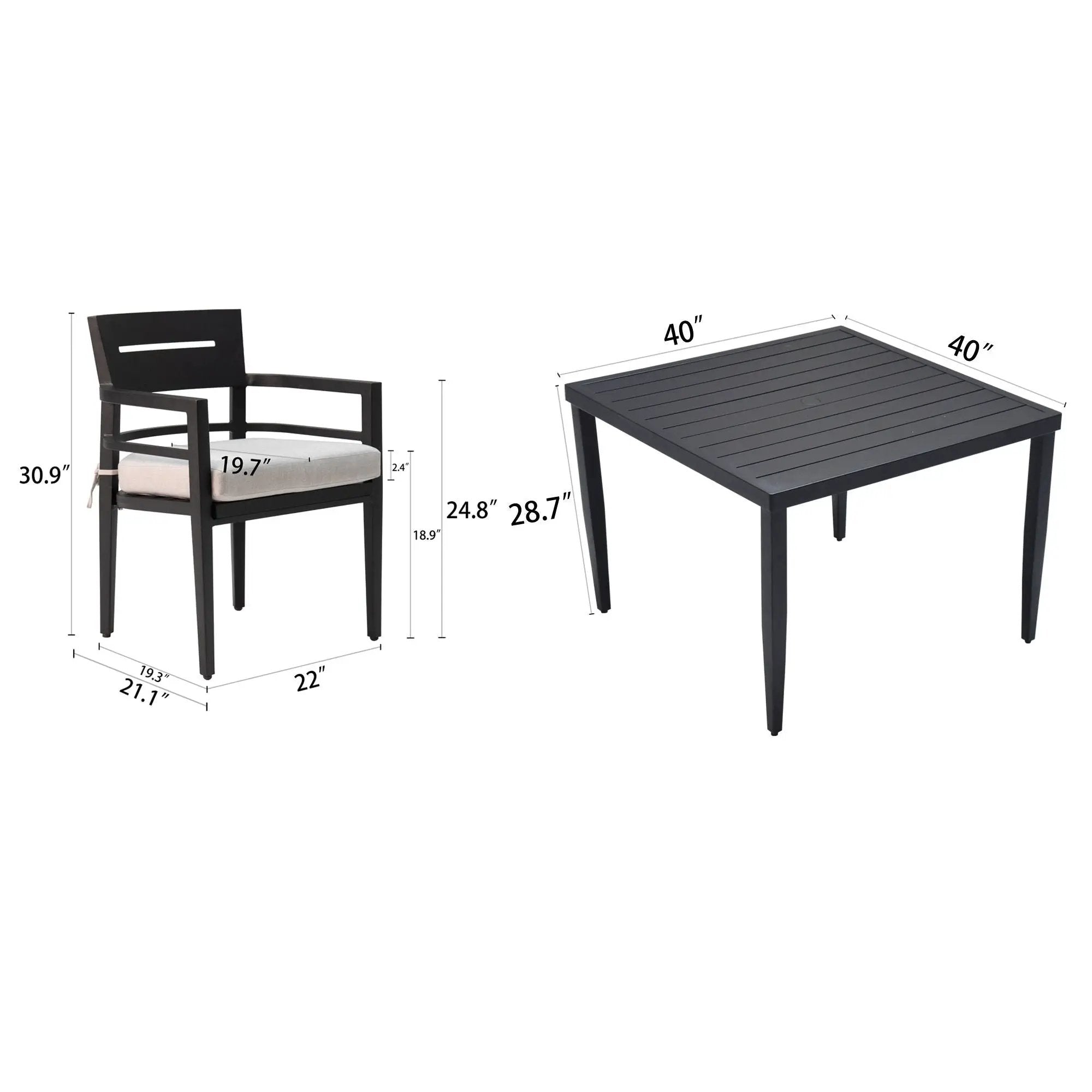 Outdoor Modern Dining Set, Chairs Sunbrella Cushioned And Dining Table With Umbrella Hole by HouseOfZazla