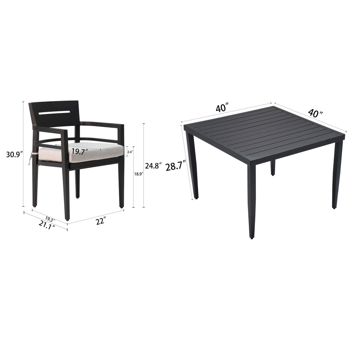 Outdoor Modern Dining Set with Sunbrella Cushions - Black, photo 24 of 27
