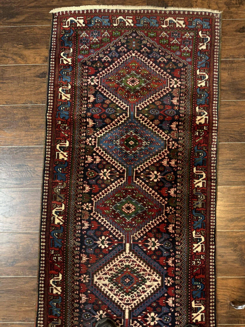 Persian Tribal Runner Rug 2.6 x 20 ft, Antique Persian Shiraz Carpet for Hallway, Colorful Navy Blue by Jewel Rugs