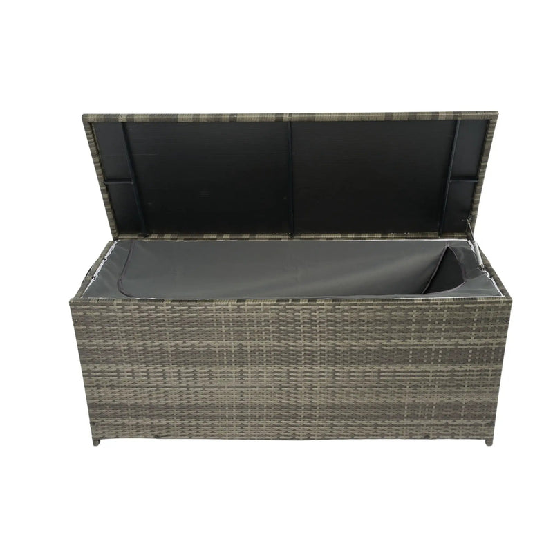 Outdoor Storage Box, Wicker Patio Deck Boxes With Lid, Outdoor Cushion Storage For Kids Toys, Pillows, Towel, Wicker by HouseOfZazla