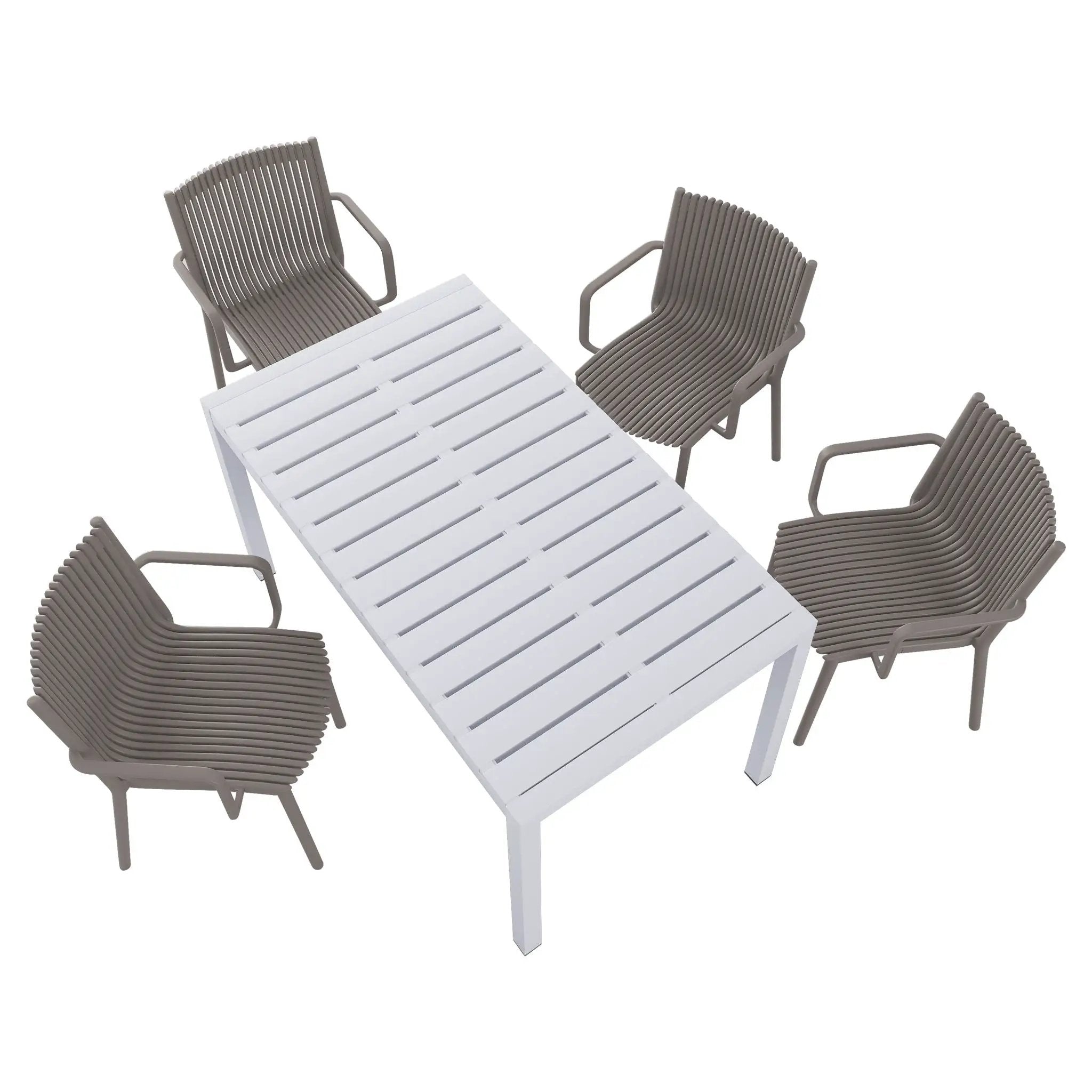 4 Modern Stackable Armchair Matched With Long Table by HouseOfZazla