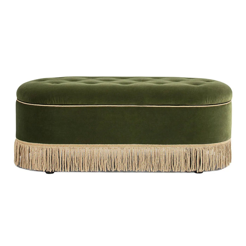 Melinda - Oval Tufted Bullion Fringe Storage Bench by HouseOfZazla