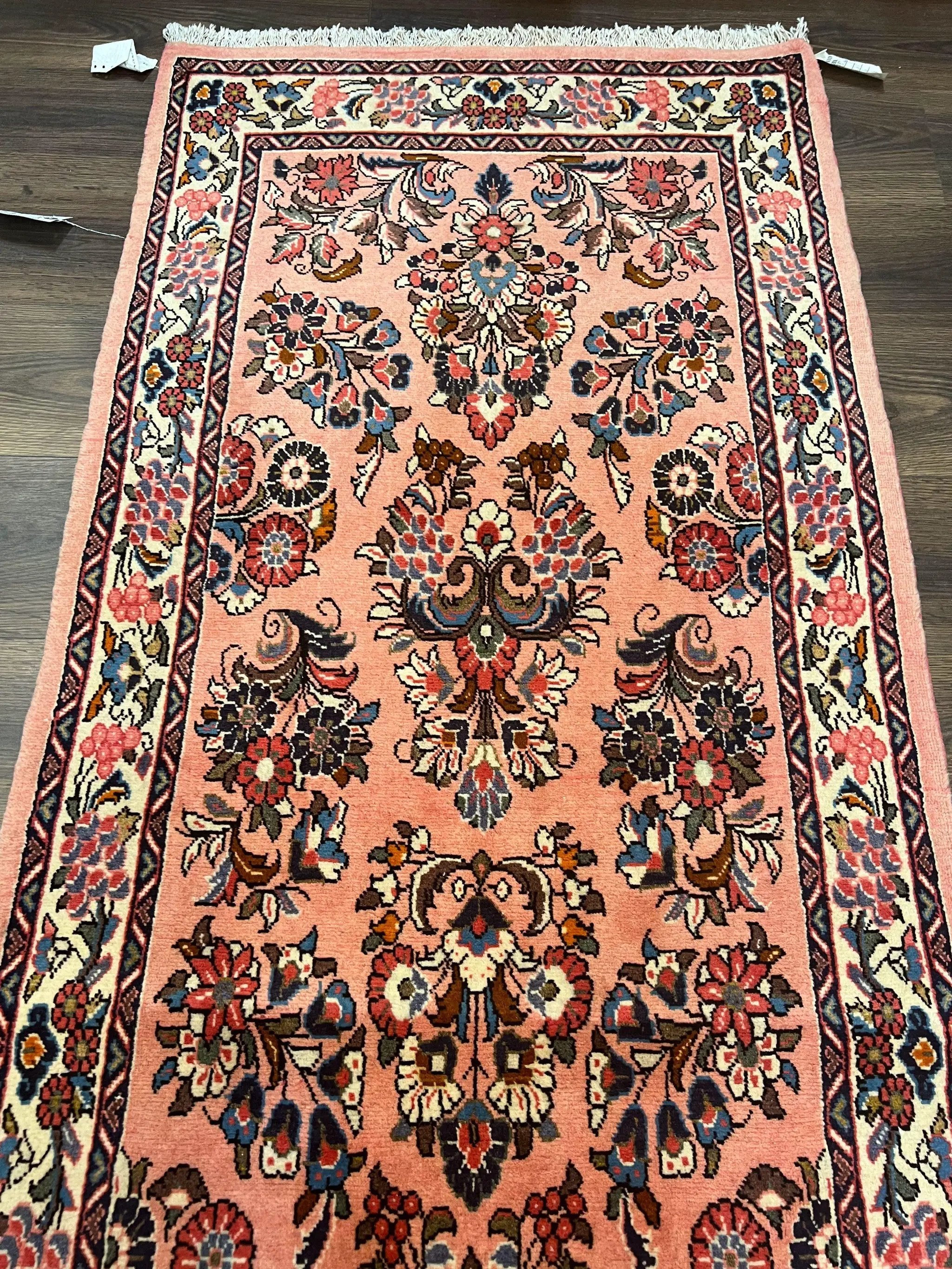 Persian Sarouk Runner Rug 2.9 x 13.6, Wool Floral Hand Knotted Runner by Jewel Rugs