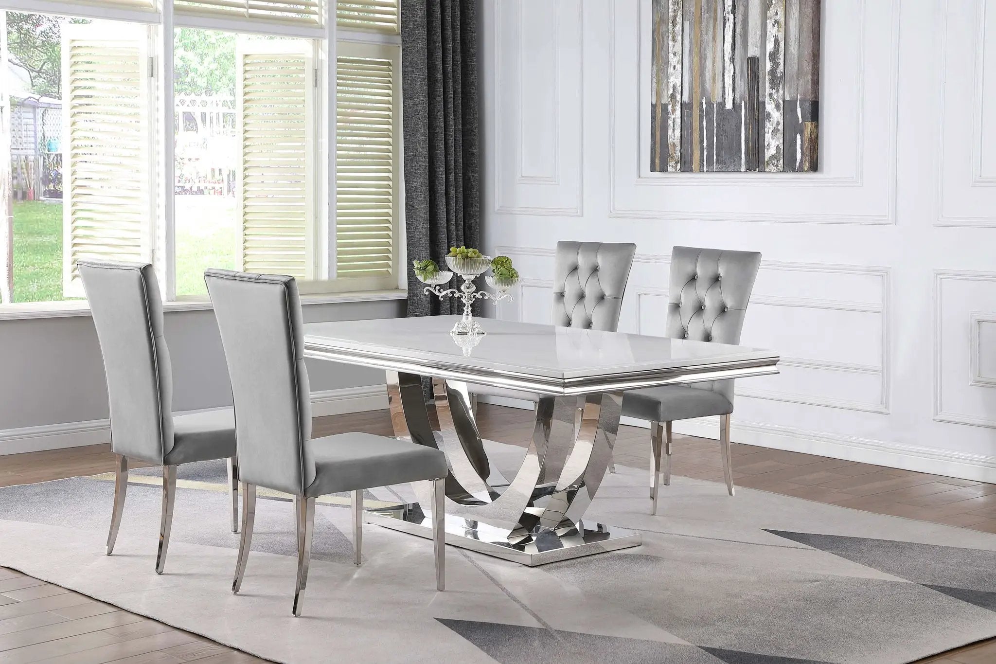 Kerwin 5-piece Rectangular Dining Table Set Grey and Chrome by Unique Piece Furniture