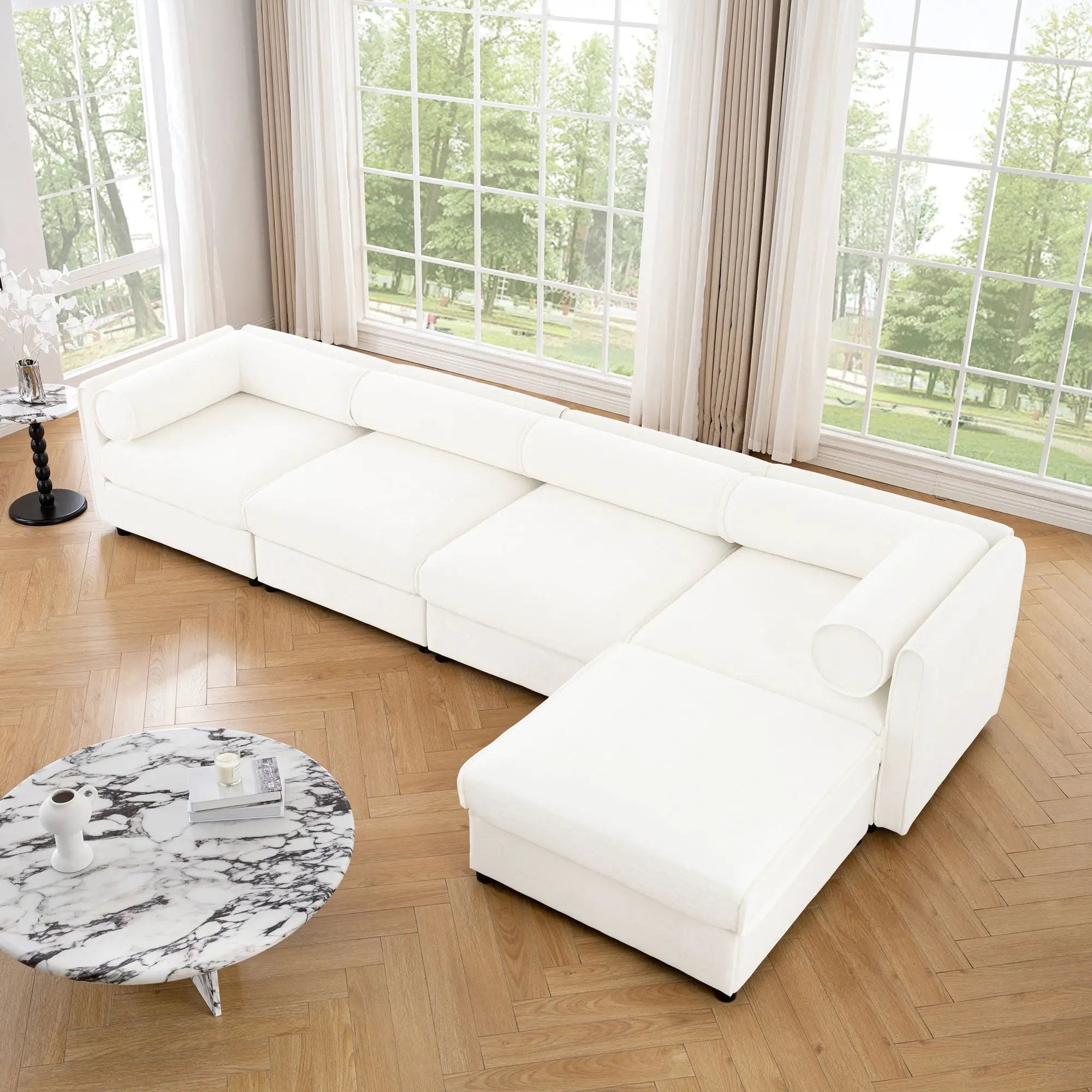 Contemporary Elegant Sofa With Storage And Ottoman by Unique Piece Furniture