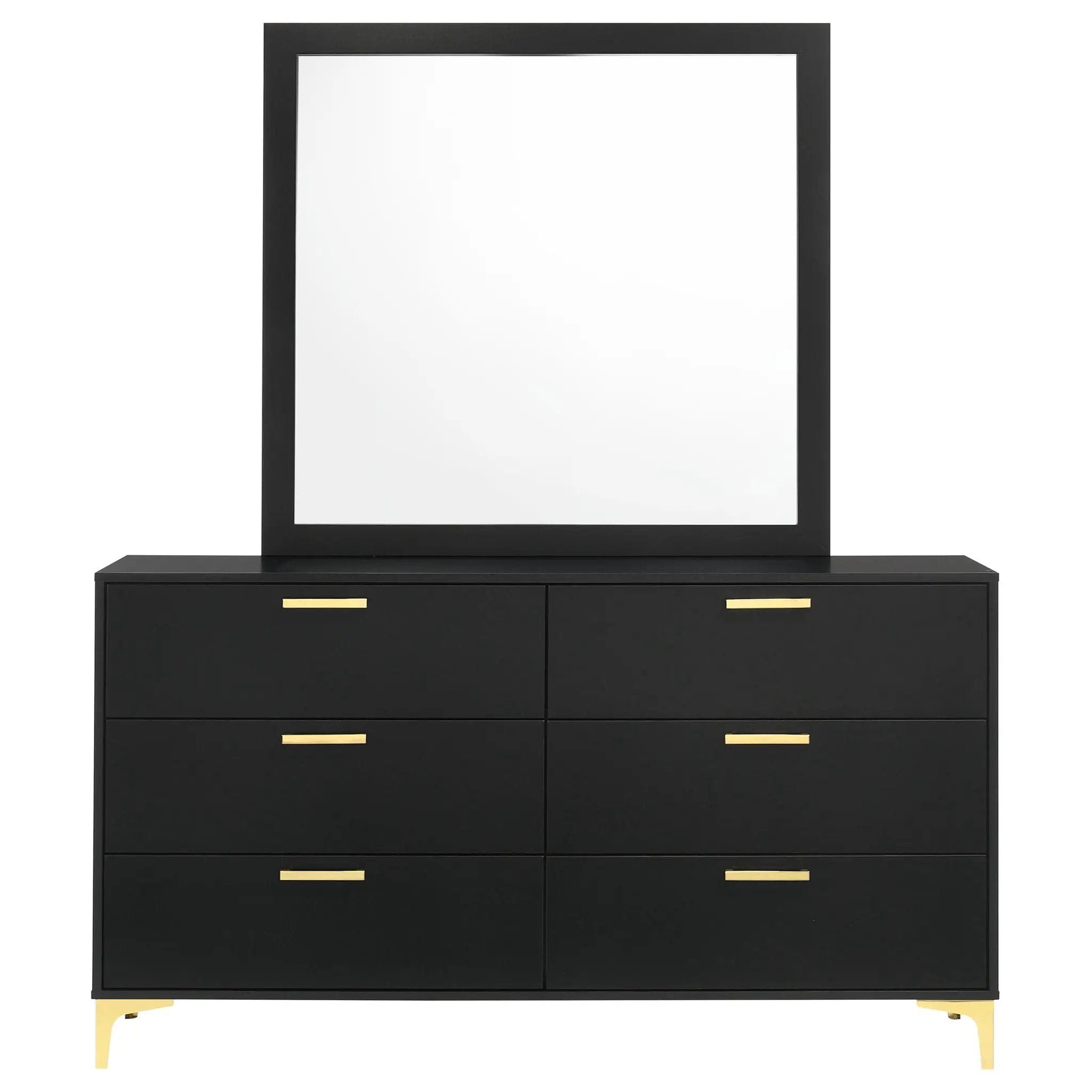 Kendall 6-drawer Dresser with Mirror Black by Unique Piece Furniture