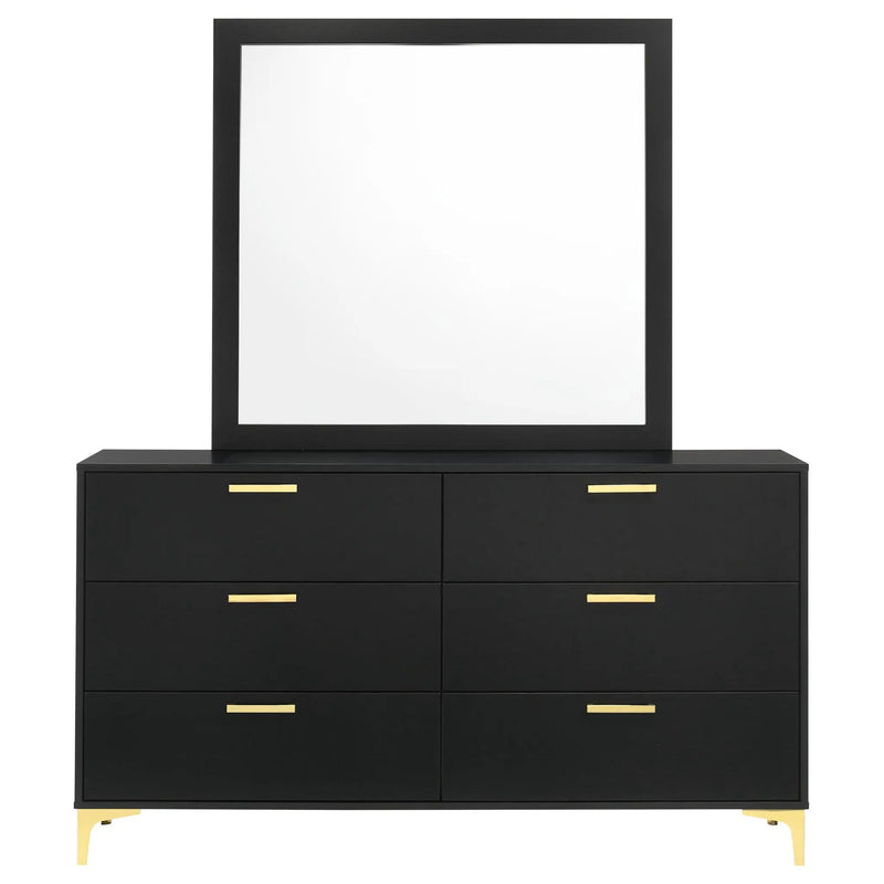 Kendall 6-drawer Dresser with Mirror Black by Unique Piece Furniture