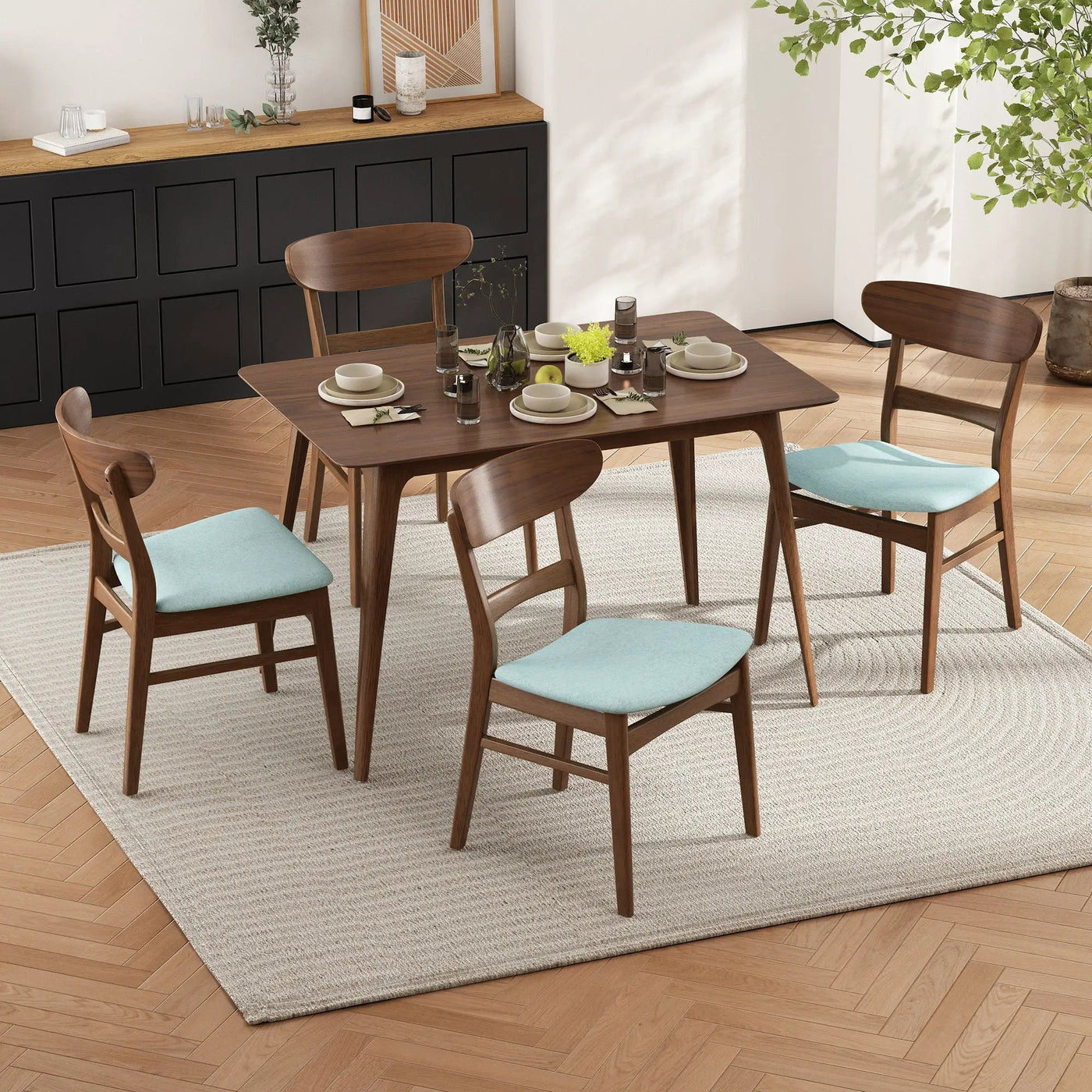 5 Piece Dining Set With Table And 4 Upholstered Chairs by HouseOfZazla