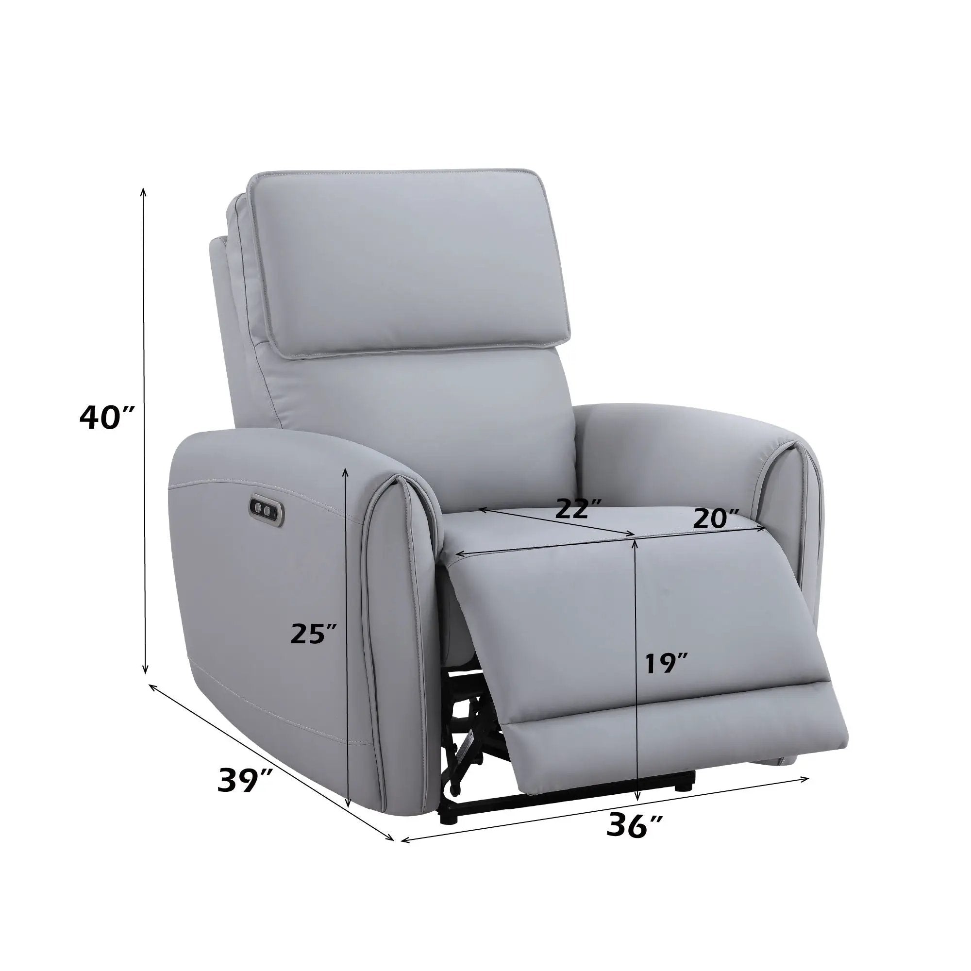 Jeromie - Power Motion Recliner With USB Port - Gray by HouseOfZazla