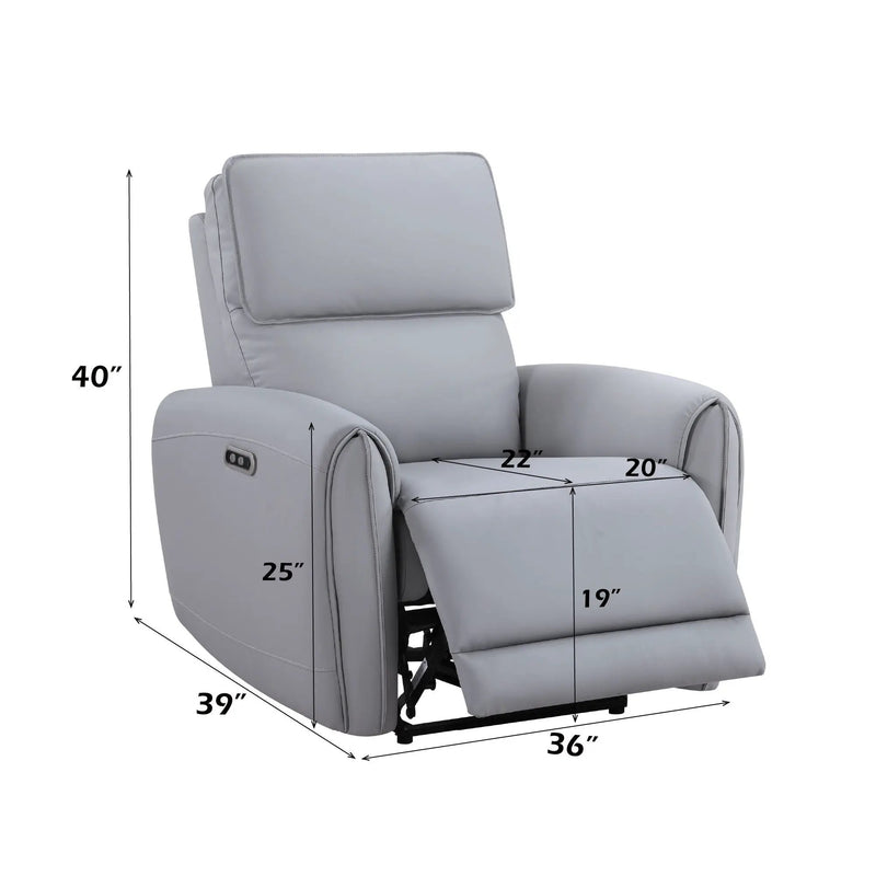 Jeromie - Power Motion Recliner With USB Port - Gray by Unique Piece Furniture