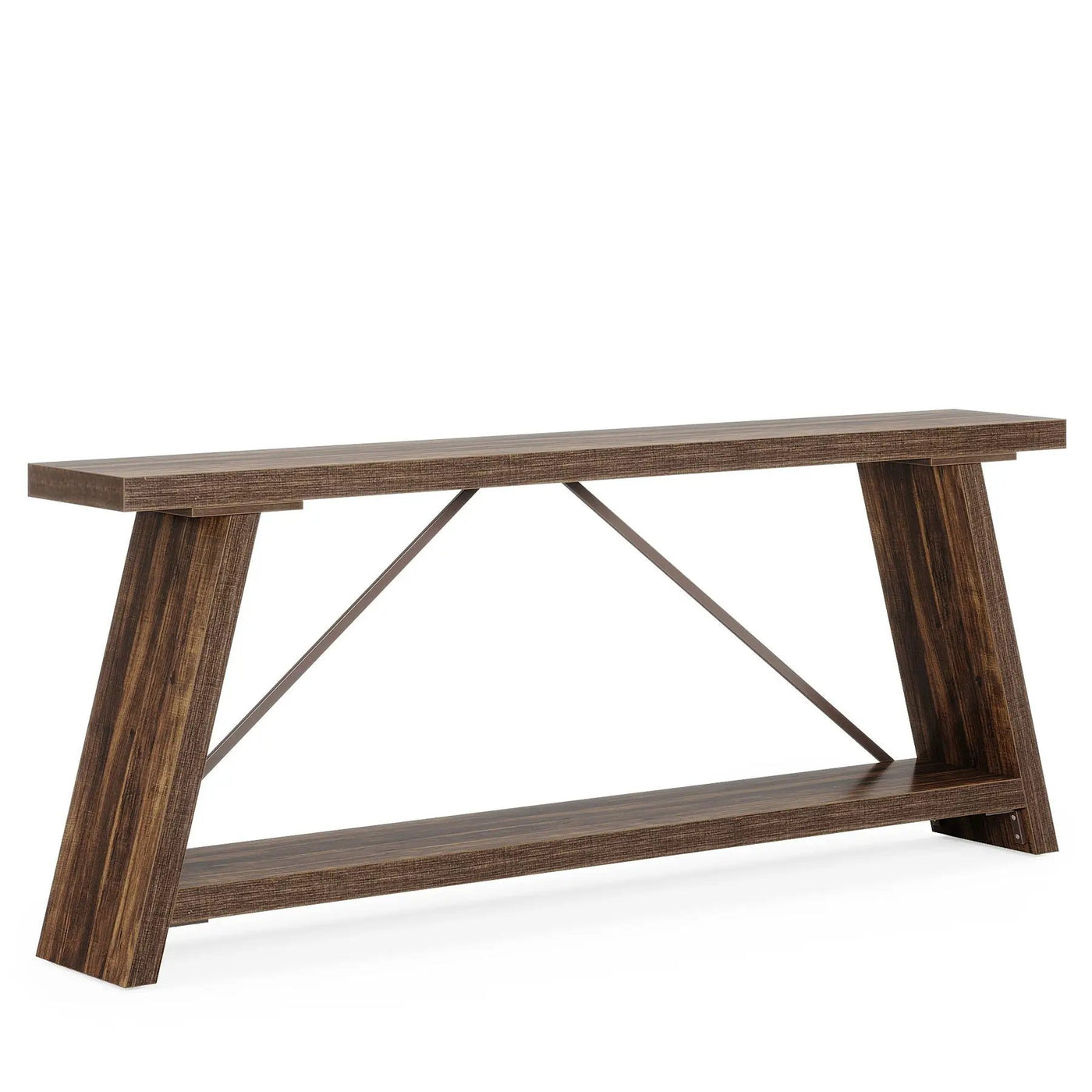 Console Table Extra Long Sofa Table With 2 Tier Shelves For Living Room by HouseOfZazla