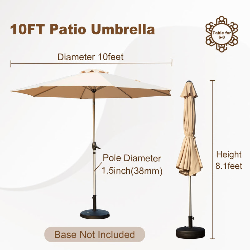 10FT Patio Umbrella with Push Button Tilt and Crank - Beige, photo 7 of 7