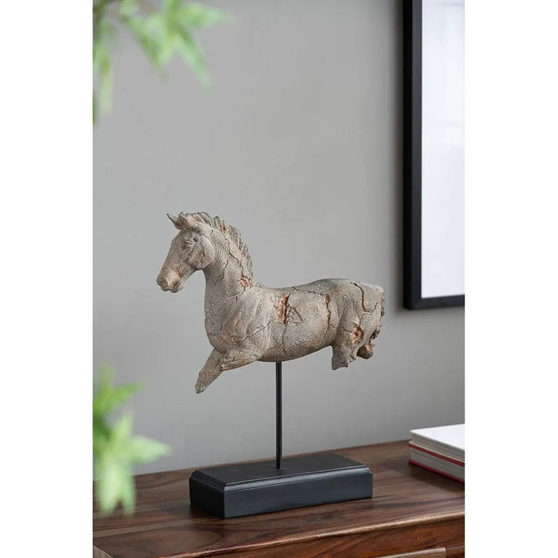 14x4.5x17' Antique Horse Statue On Stand by HouseOfZazla