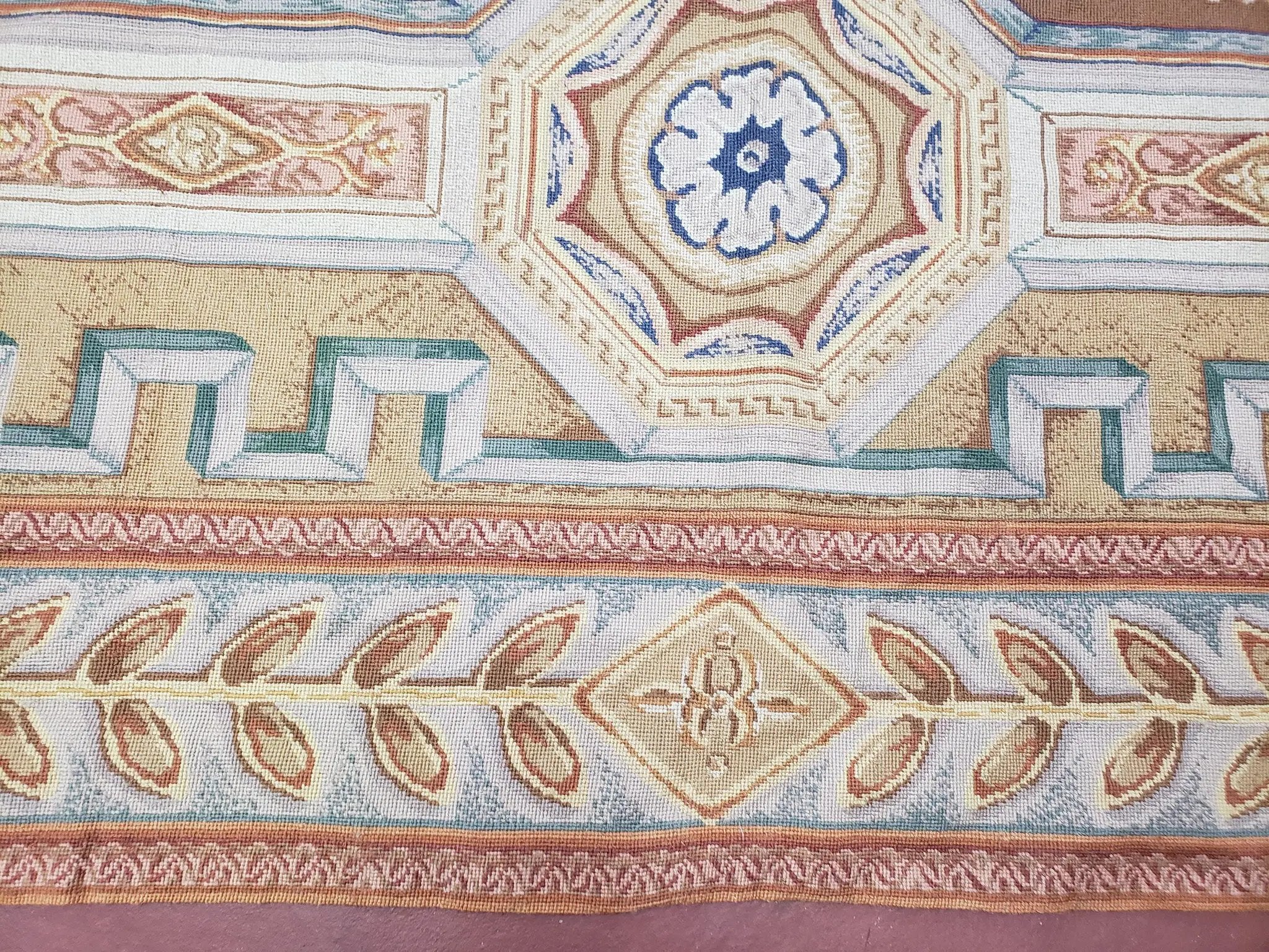 New Chinese Needlepoint Rug 8x14 - 9x14, French European Panel Design, Elegant Dining Room Rug, Flatweave Hand Woven Carpet, Handmade, Wool by Jewel Rugs