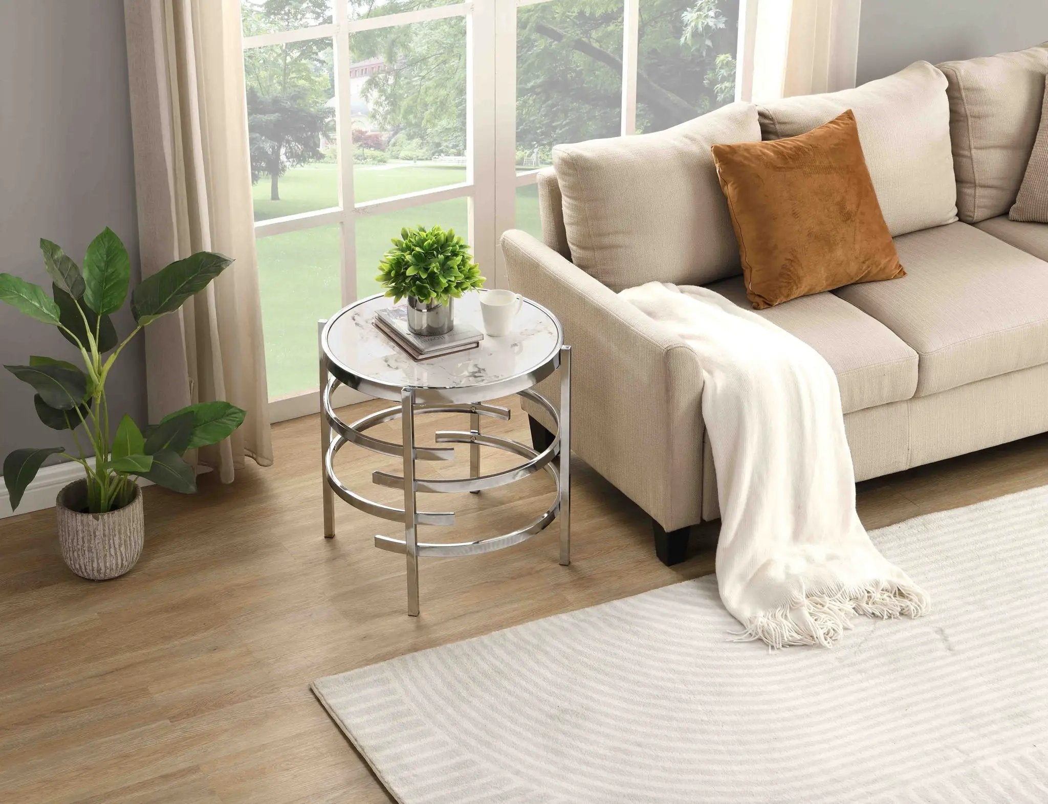 Elegant Round Table With Sintered Stone Top & Sturdy Metal Frame by Unique Piece Furniture