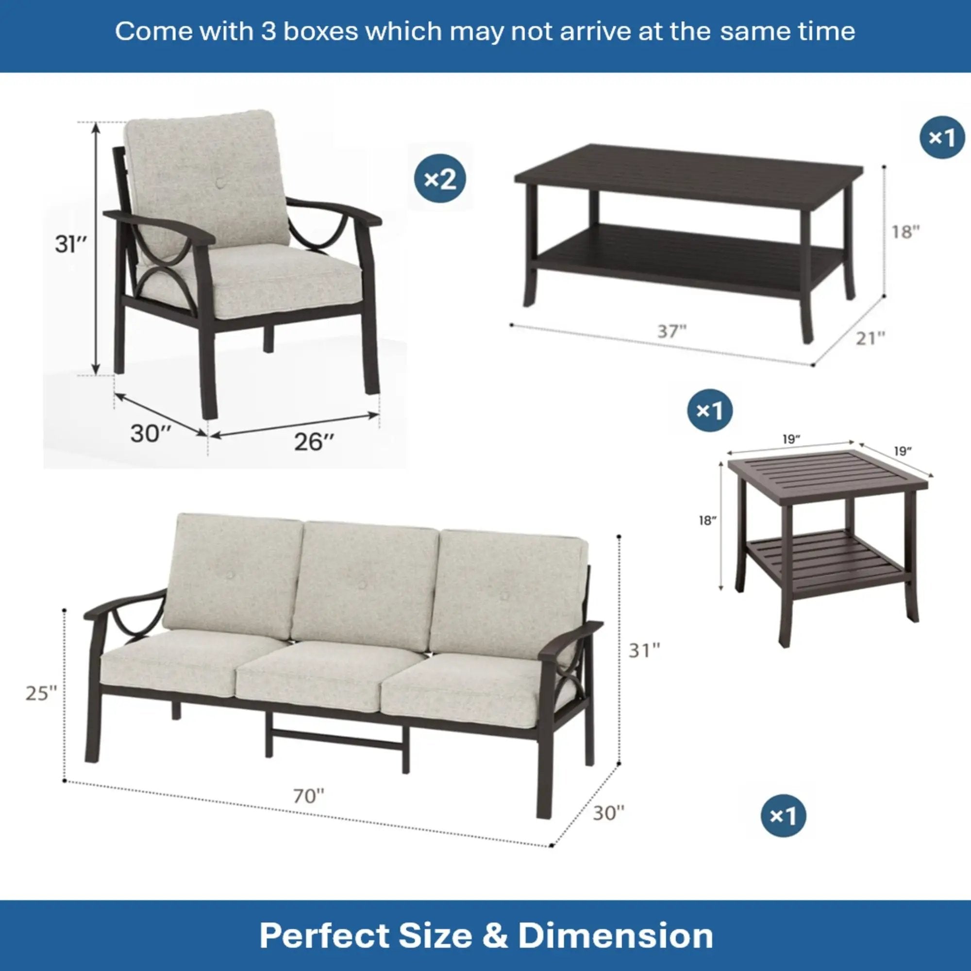 Patio Furniture Set with Coffee Table and Cushions for Backyard by HouseOfZazla