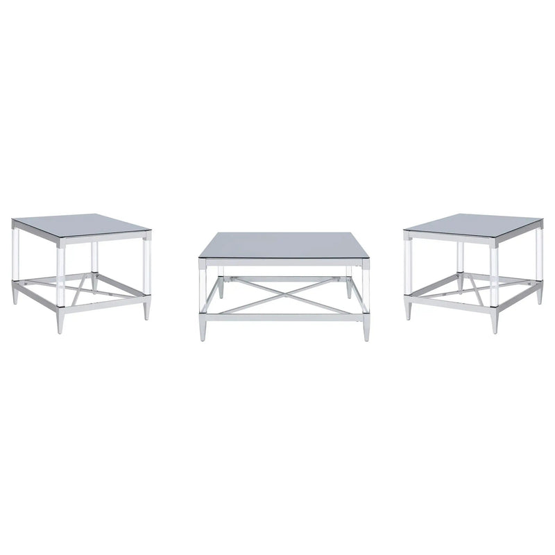 Lindley 3-piece Square Coffee and End Table Set Chrome by Unique Piece Furniture
