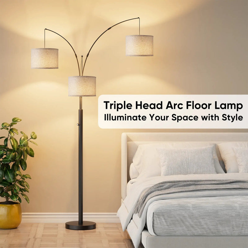 Three-Color Temperature & Dimmable Three-Head Floor Lamp by HouseOfZazla