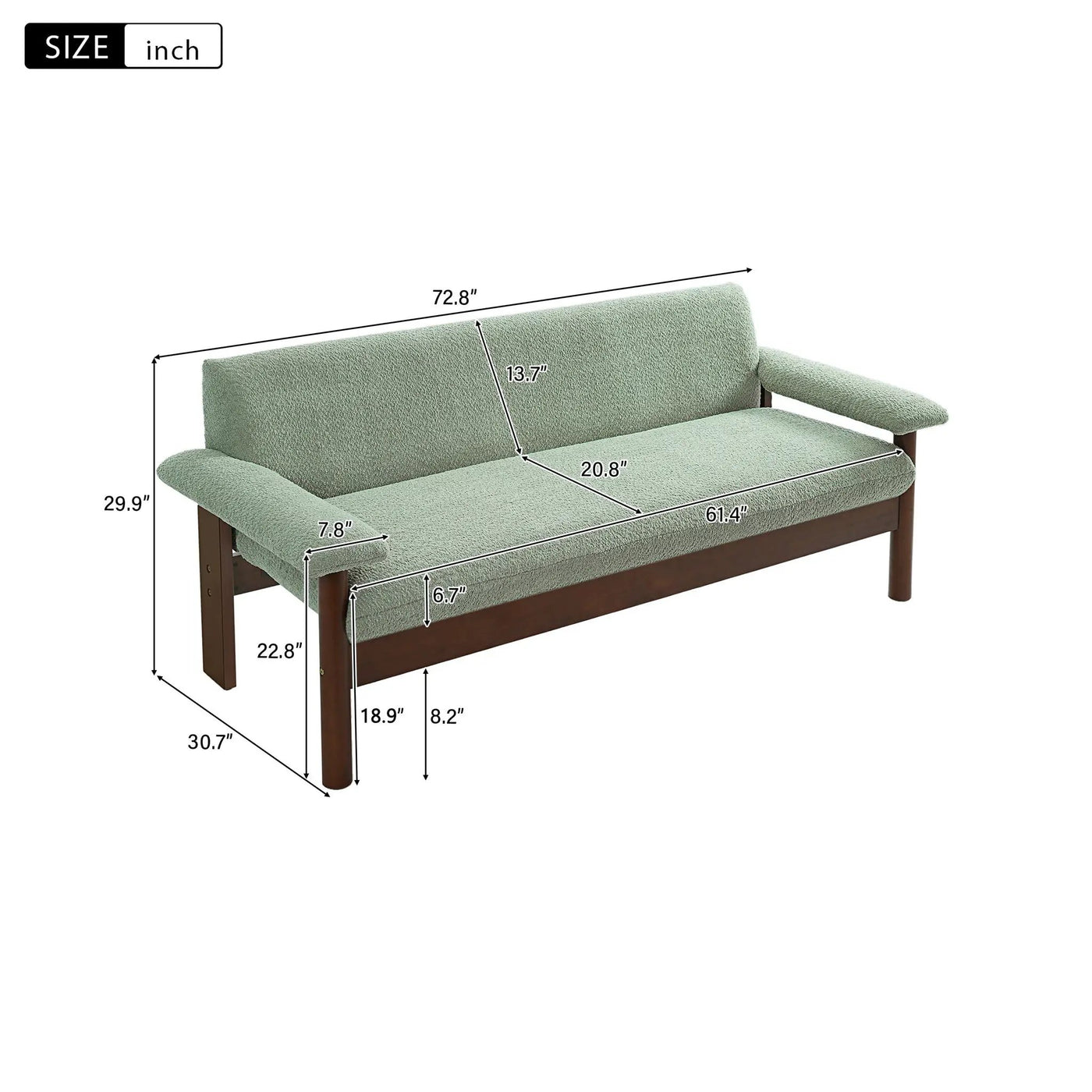 Loveseat Sofa 2 Seater Couch with Armrest Pillows by HouseOfZazla