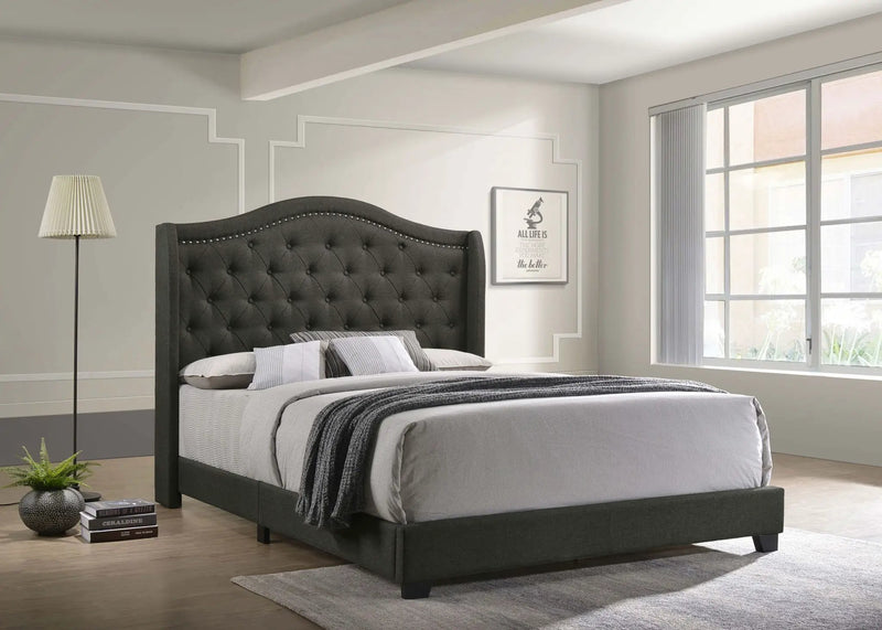 Sonoma Upholstered Full Wingback Bed Grey by Unique Piece Furniture