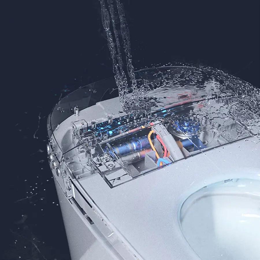 Heated Seat Smart Toilet Without Bidet, Upmarket Compact Dual Flush Toilet 1 / 1.28 Gpf, Tank Less Toilet With Adjustable Temp Heated Seat, Foot Sensor Flush - White Night Light, Knob Control, Power Out by HouseOfZazla