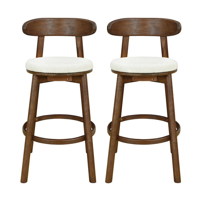 Round Cushion Bar Stools (Walnut + Beige) by HouseOfZazla