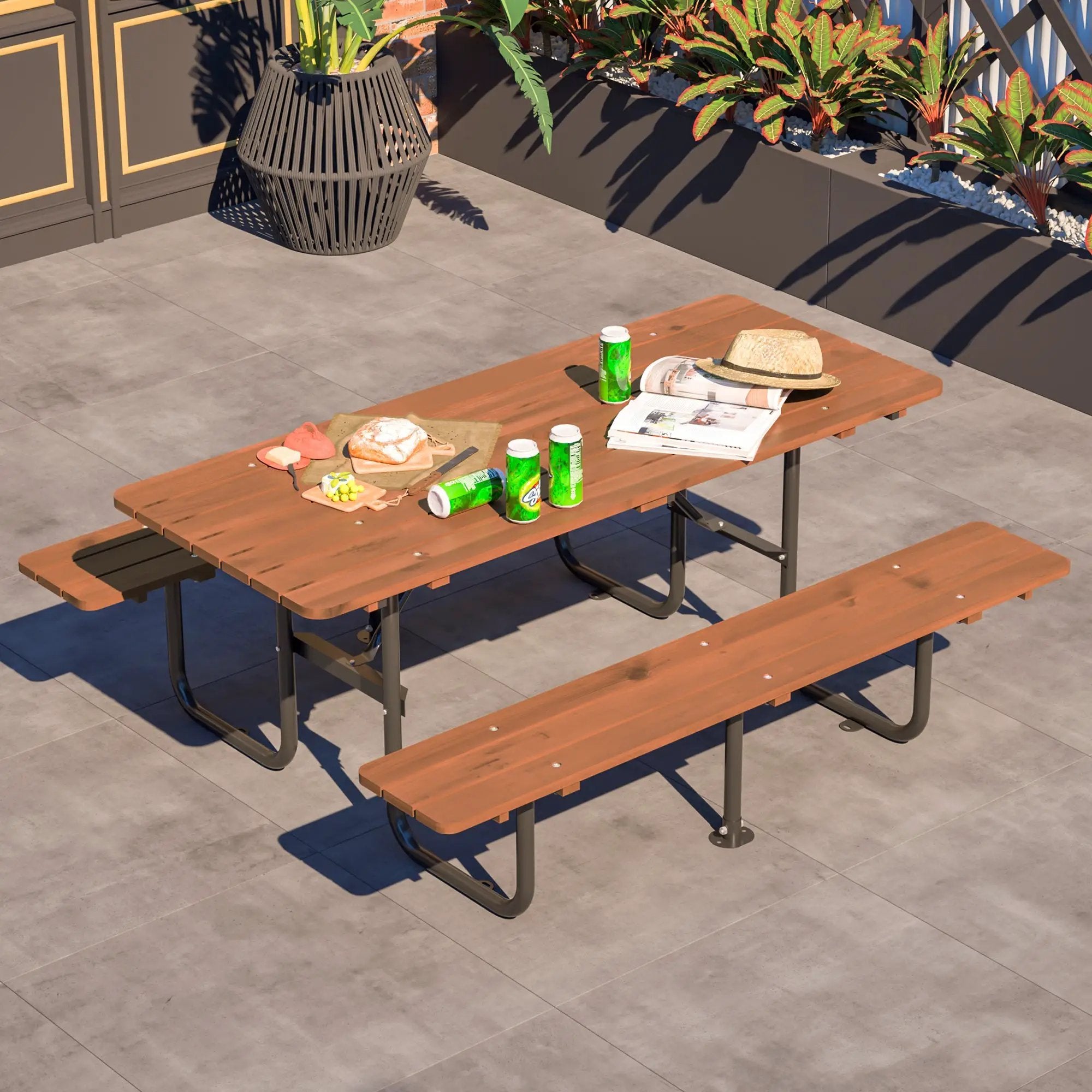 72" Rectangular Outdoor Picnic Table for 6 Person by HouseOfZazla