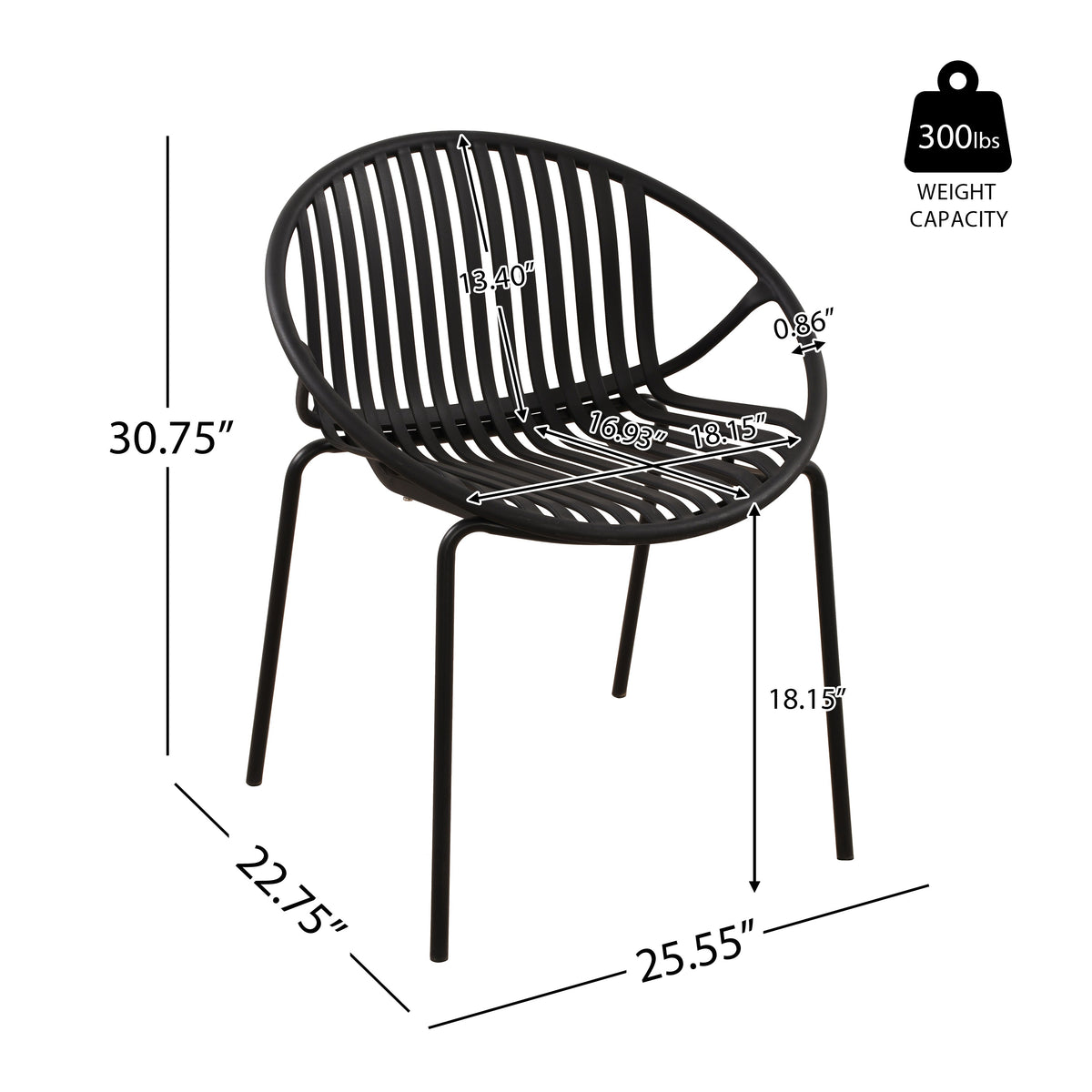 Stackable Patio Dining Chairs Set of 2 with Metal Legs - Black, Green or Orange, photo 9 of 10