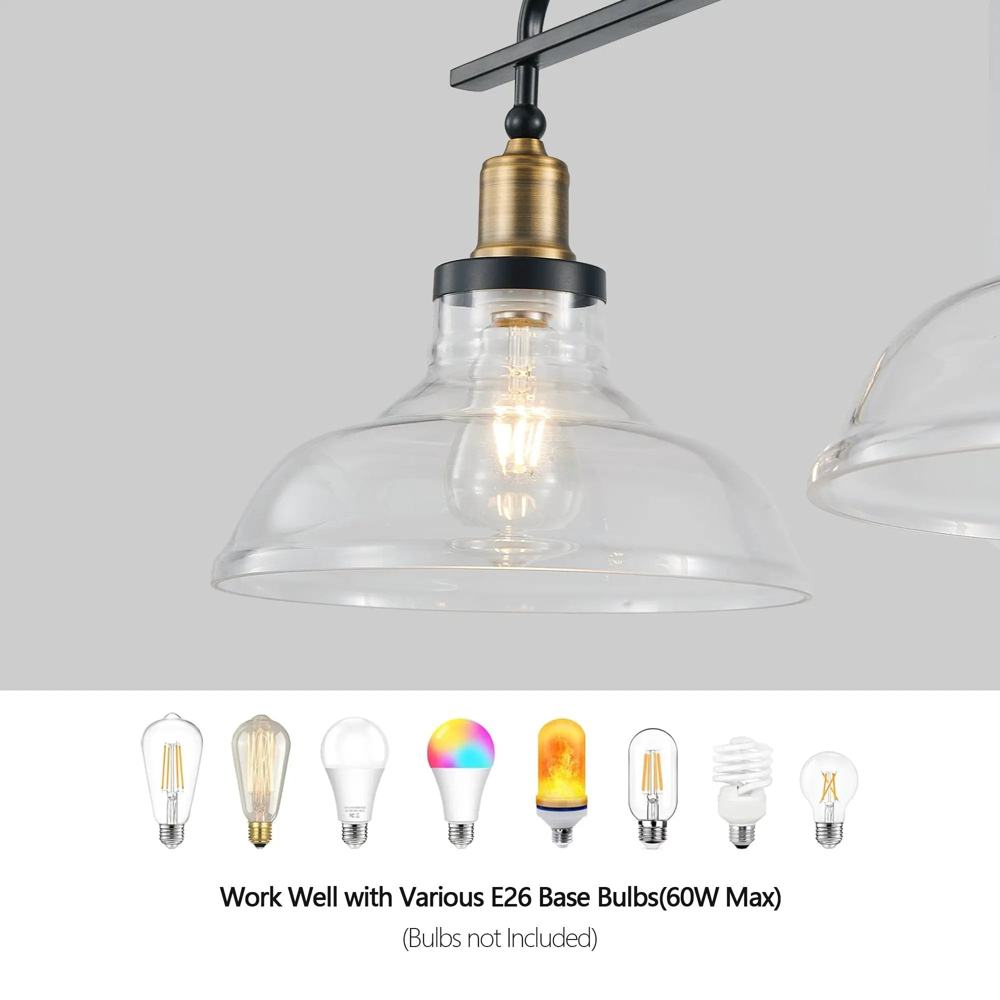 Industrial 3-Light Pendant Chandelier with Clear Glass Shades by HouseOfZazla
