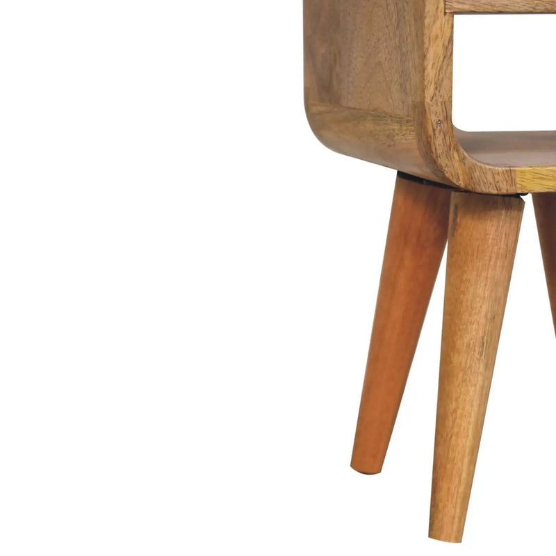 Solid Wood Extra Mini Oak-ish Curve Lower Bedside Table by HouseOfZazla