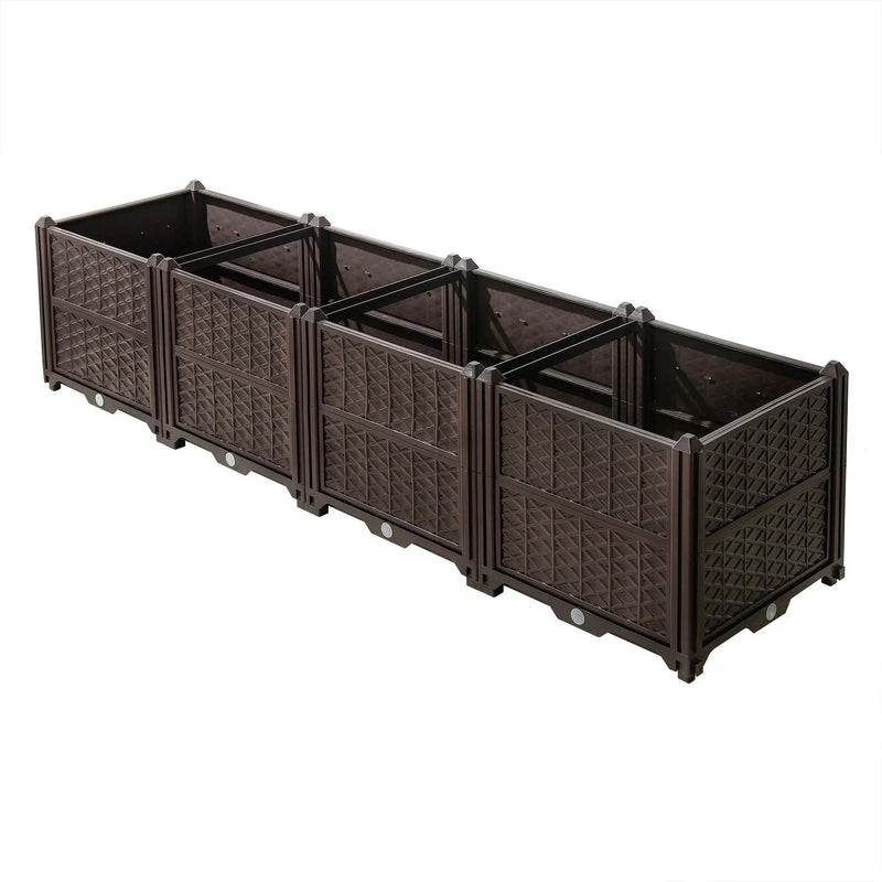 Indoor / Outdoor Rectangular Plastic Planting Box Kit For Vegetables, Herbs, Flowers & Succulents, Coffee, Polypropylene, 62.80" - Coffee by Unique Piece Furniture