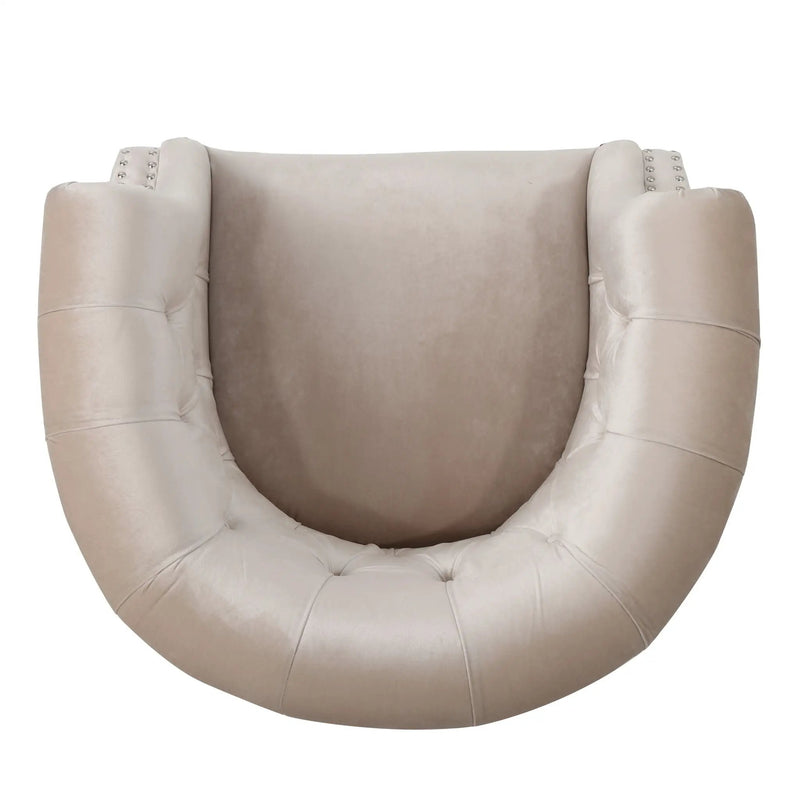Celestialis Upholstered Club Chair with Tub Design and Rolled Recessed Armrests by HouseOfZazla