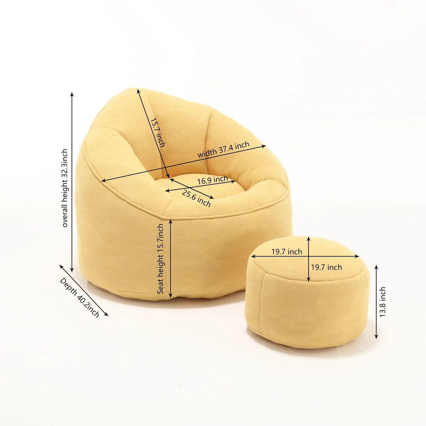 Bedding Bean Bag Sofa Chair High Pressure Foam With Footrest by HouseOfZazla