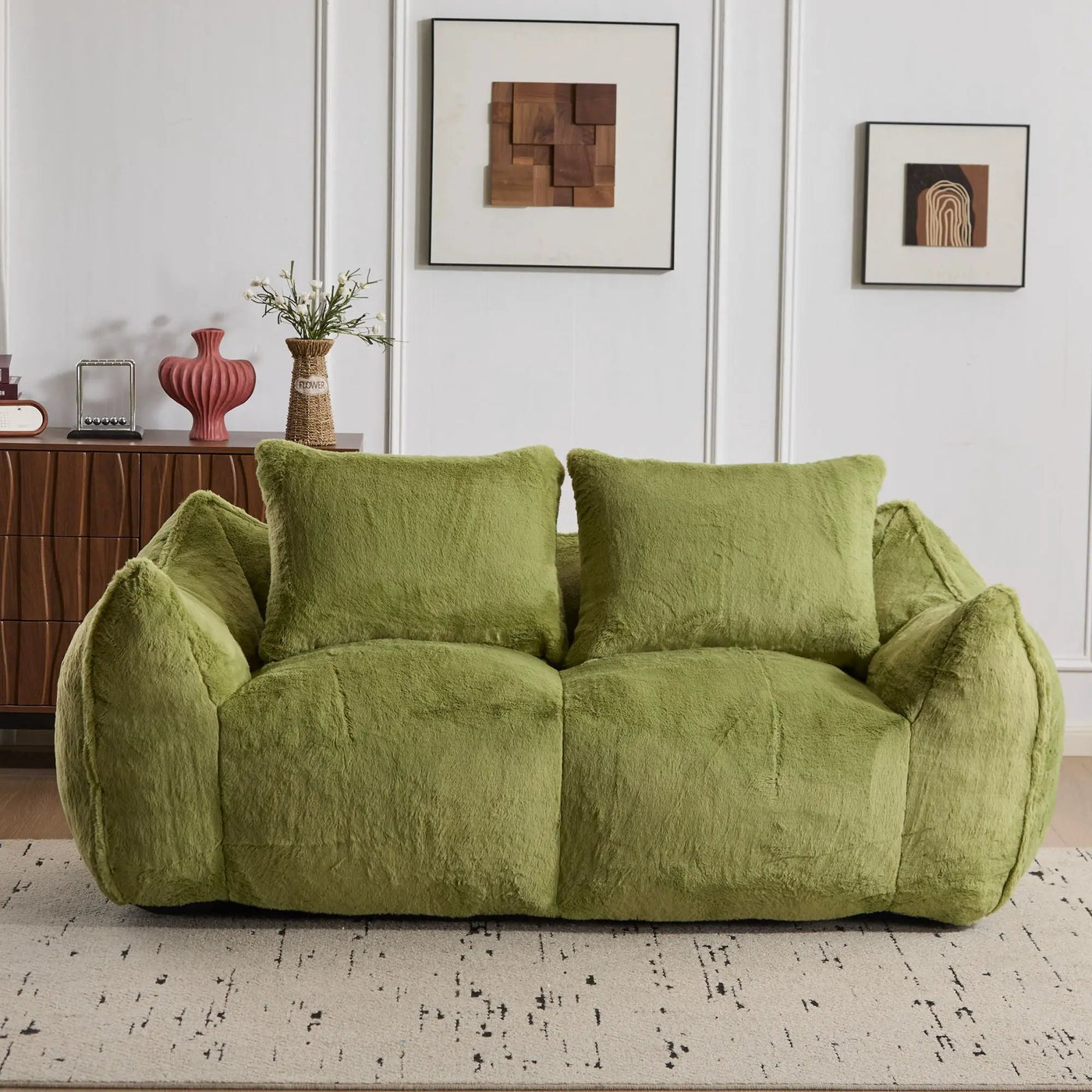 Giant Bean Bag Couch, Ultra Soft Fluffy Loveseat For Living Room by HouseOfZazla