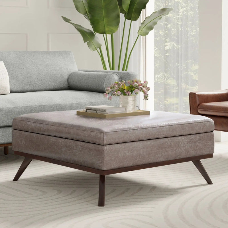 Owen - Multifunctional Square Coffee Table Storage Ottoman by Unique Piece Furniture