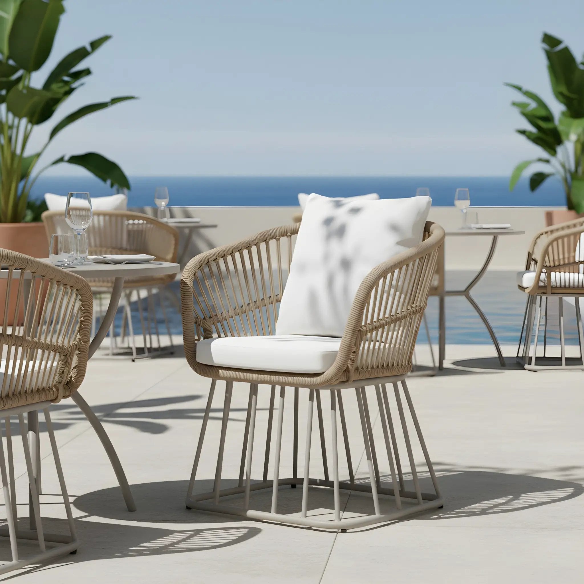 Outdoor Dining Chair MP1 - Teak Finish Wicker & Steel Frame by HouseOfZazla