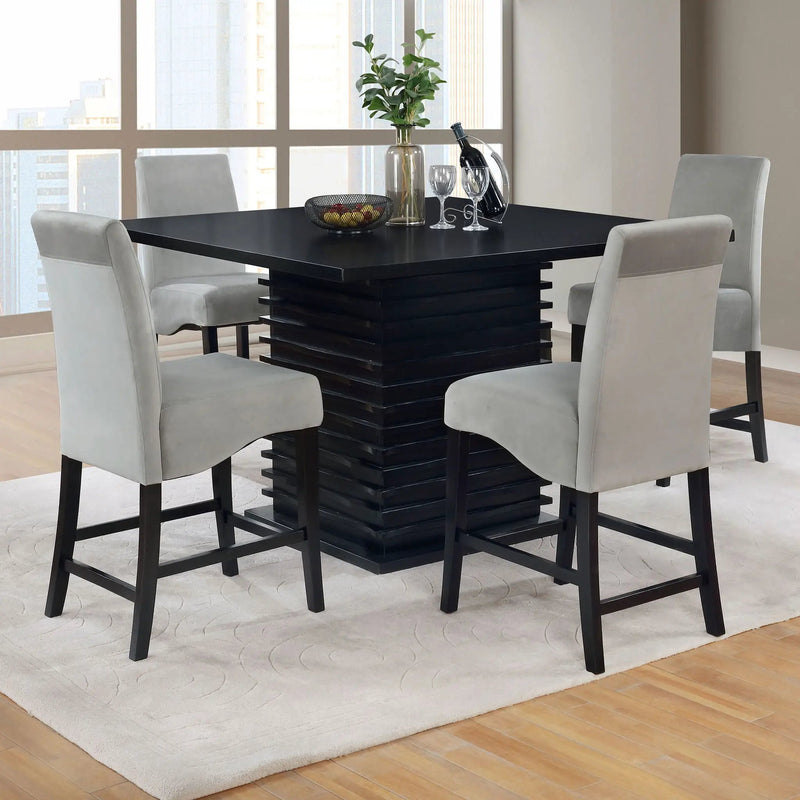 Shandra - 5 Piece Set With Counter Height Table And Stools - Black by HouseOfZazla