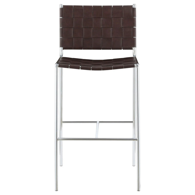 Adelaide Upholstered Pub Height Bar Stool Brown and Chrome by Unique Piece Furniture