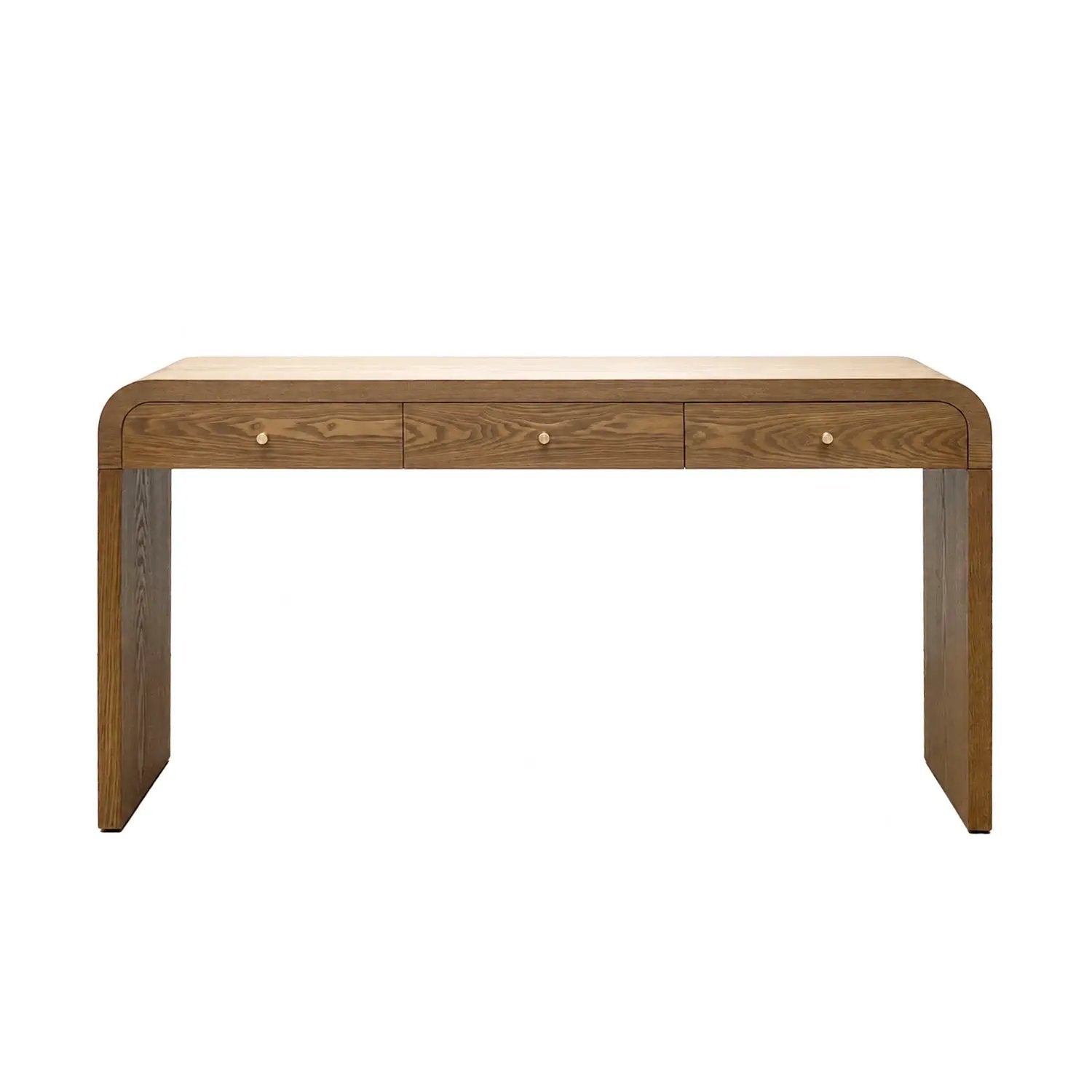 Walnut Curved Design 3-Drawer Long Console Table by HouseOfZazla