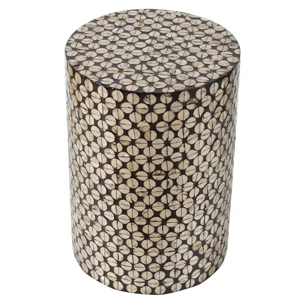 D14x20" Cylindrical Garden Capiz Stool Black/Gold by HouseOfZazla