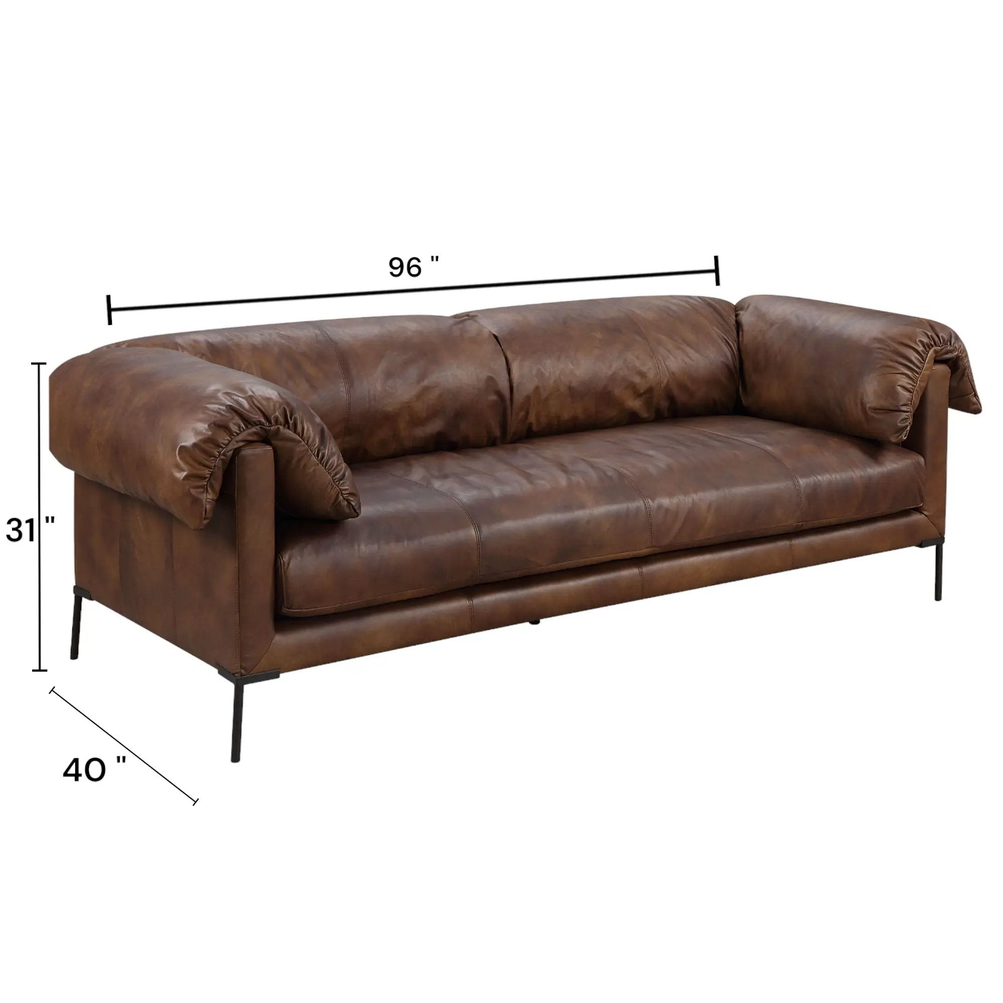 Jaron - Top Grain Leather Sofa - Mocha by HouseOfZazla