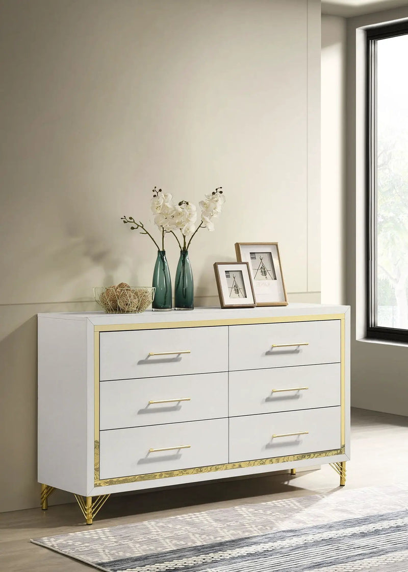 Lucia 6-drawer Dresser Cabinet White by Unique Piece Furniture