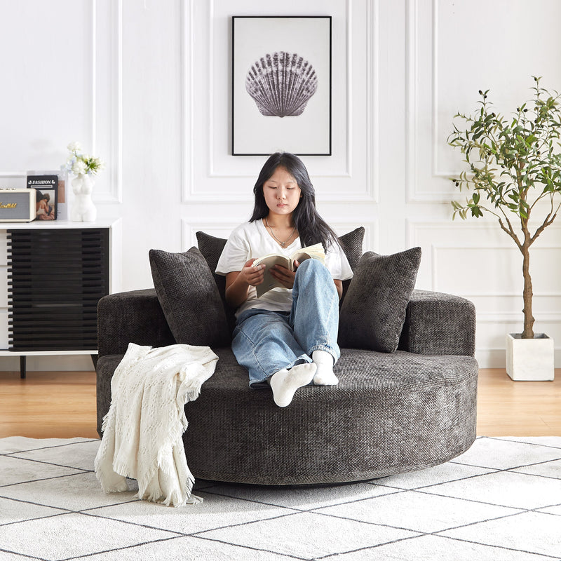 55'' Chenille Foam Single Swivel Chair by HouseOfZazla