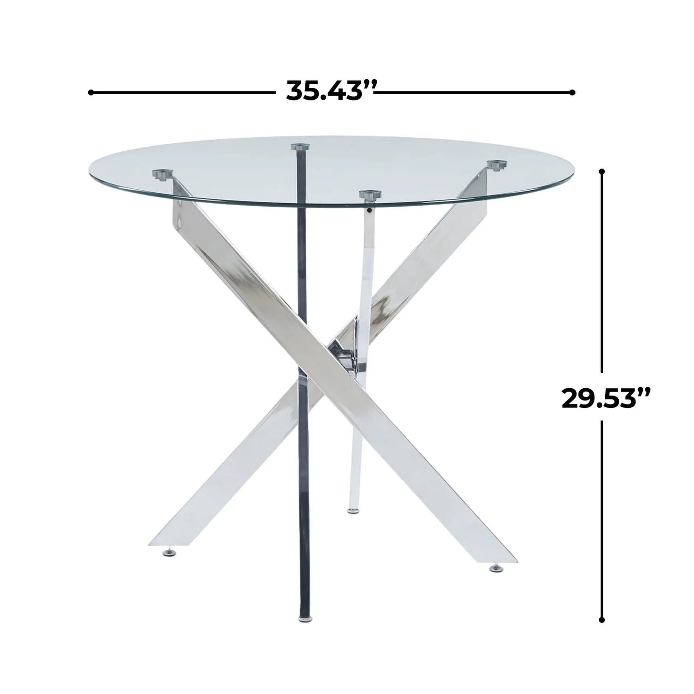 Dining Table With Cross Metal Leg And Tempered Glass, Modern Space Saving Kitchen Table For Living Room by Unique Piece Furniture