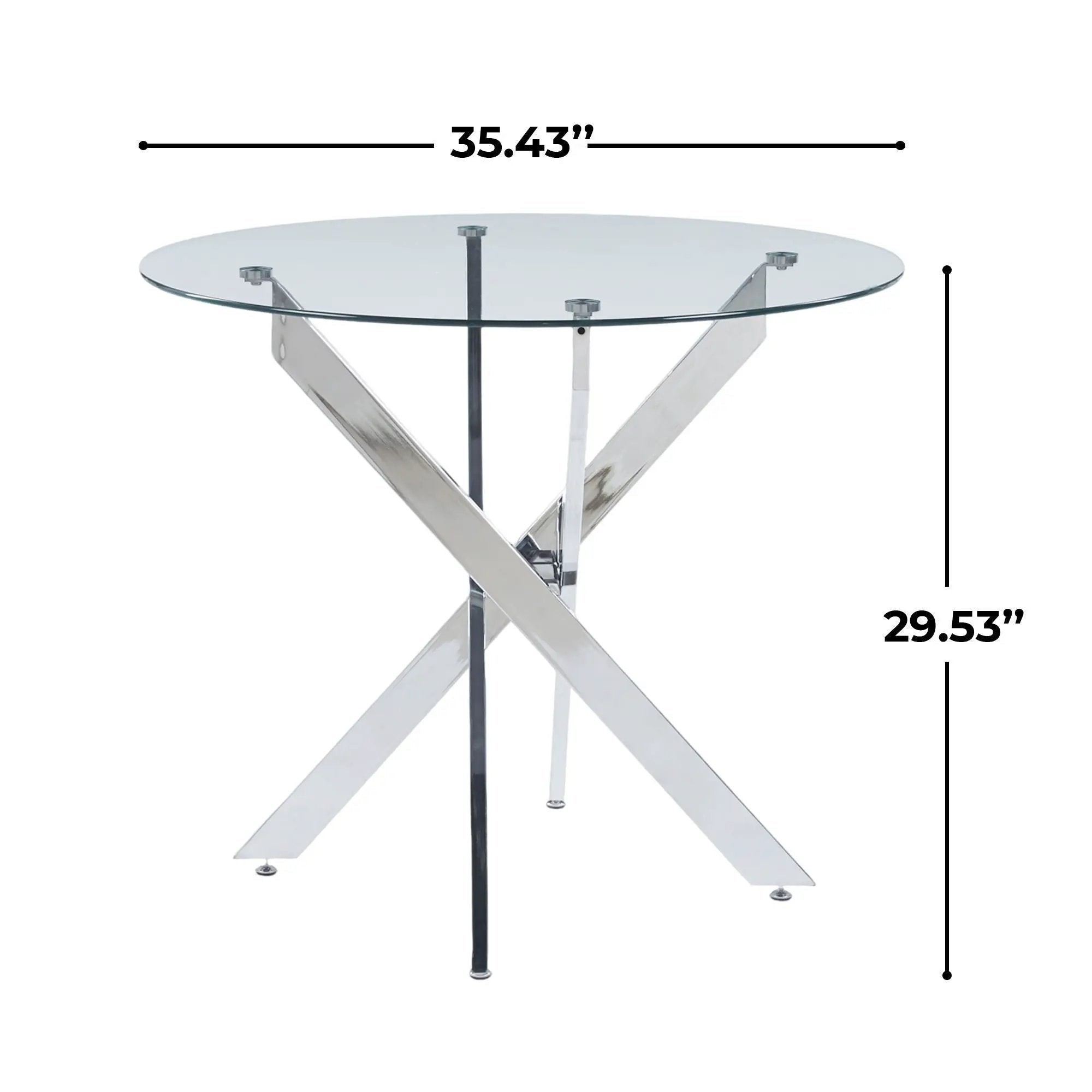 Dining Table With Cross Metal Leg And Tempered Glass, Modern Space Saving Kitchen Table For Living Room by HouseOfZazla