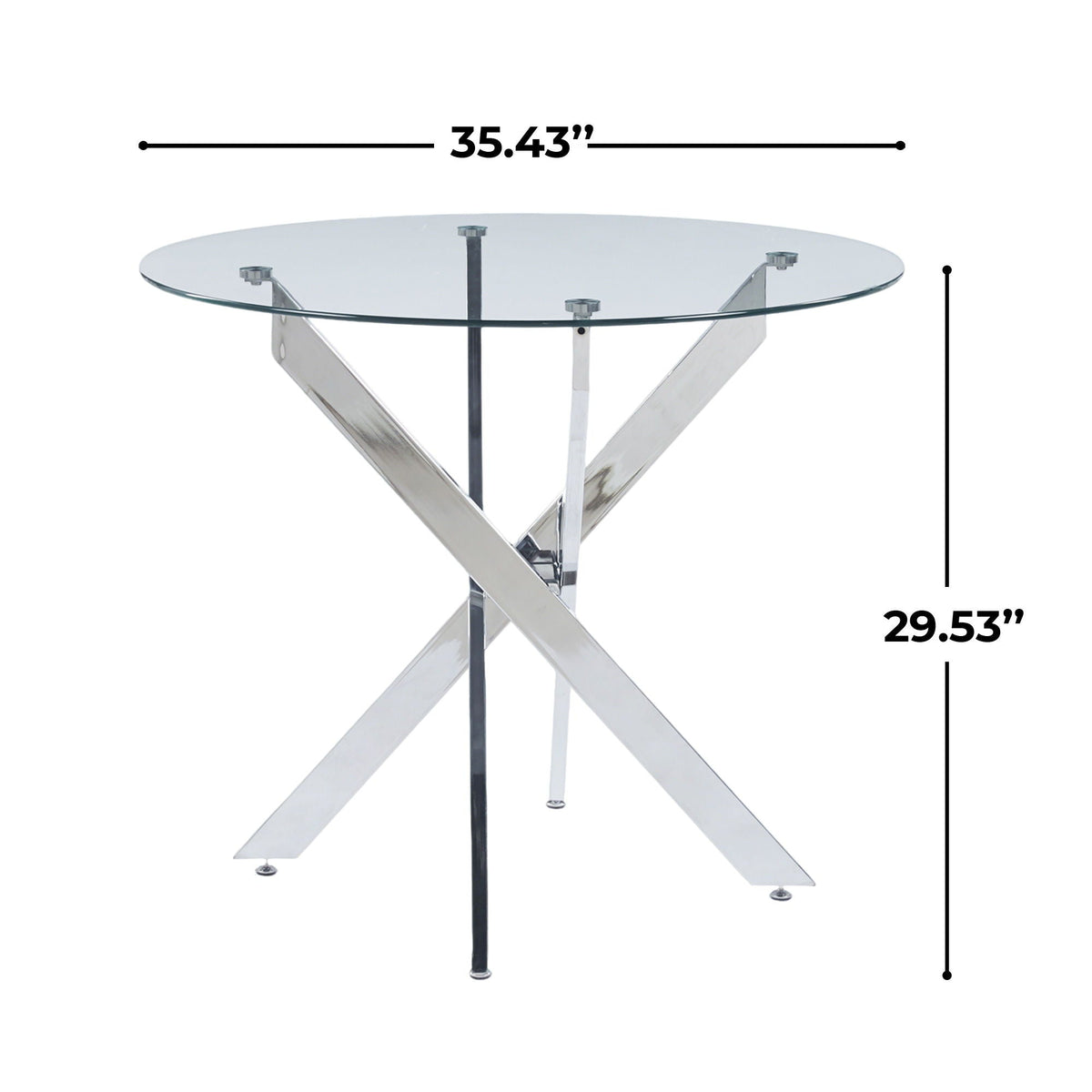 Dining Table With Cross Metal Leg And Tempered Glass, photo 30 of 32