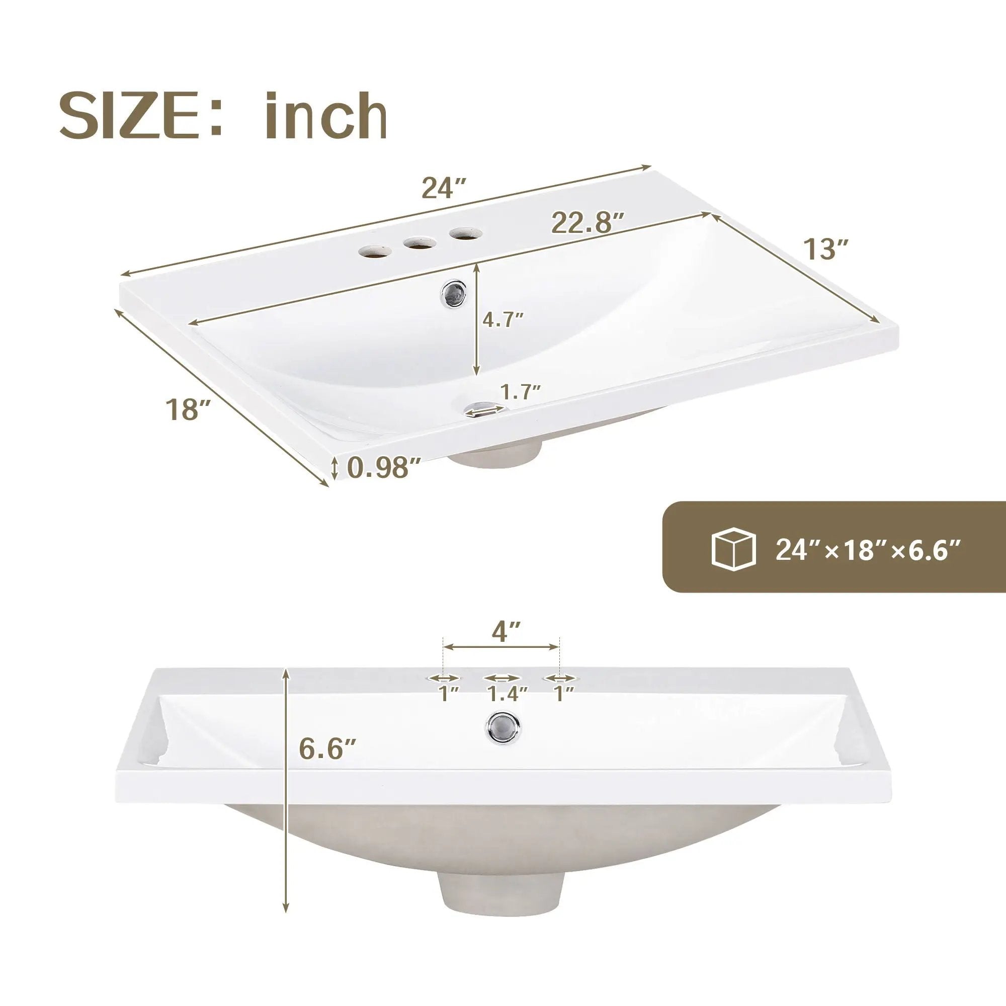Modern Sleek Bathroom Vanity Elegant Ceramic Sink With Solid Wood Frame Open Style Shelf - White